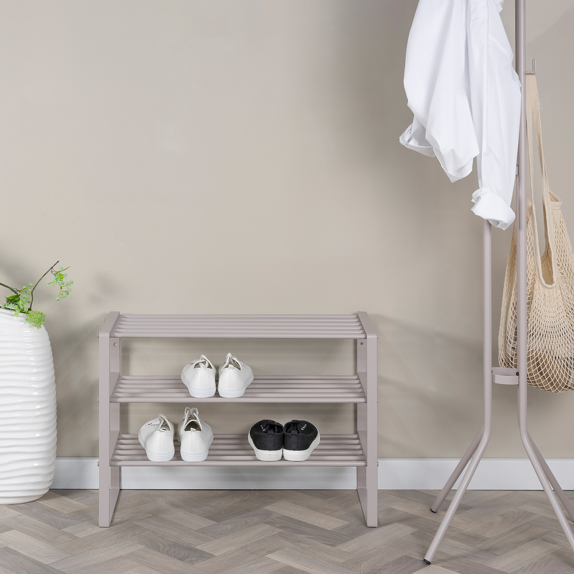 Shoe rack Welbeck with 3 shelves metal cashmere