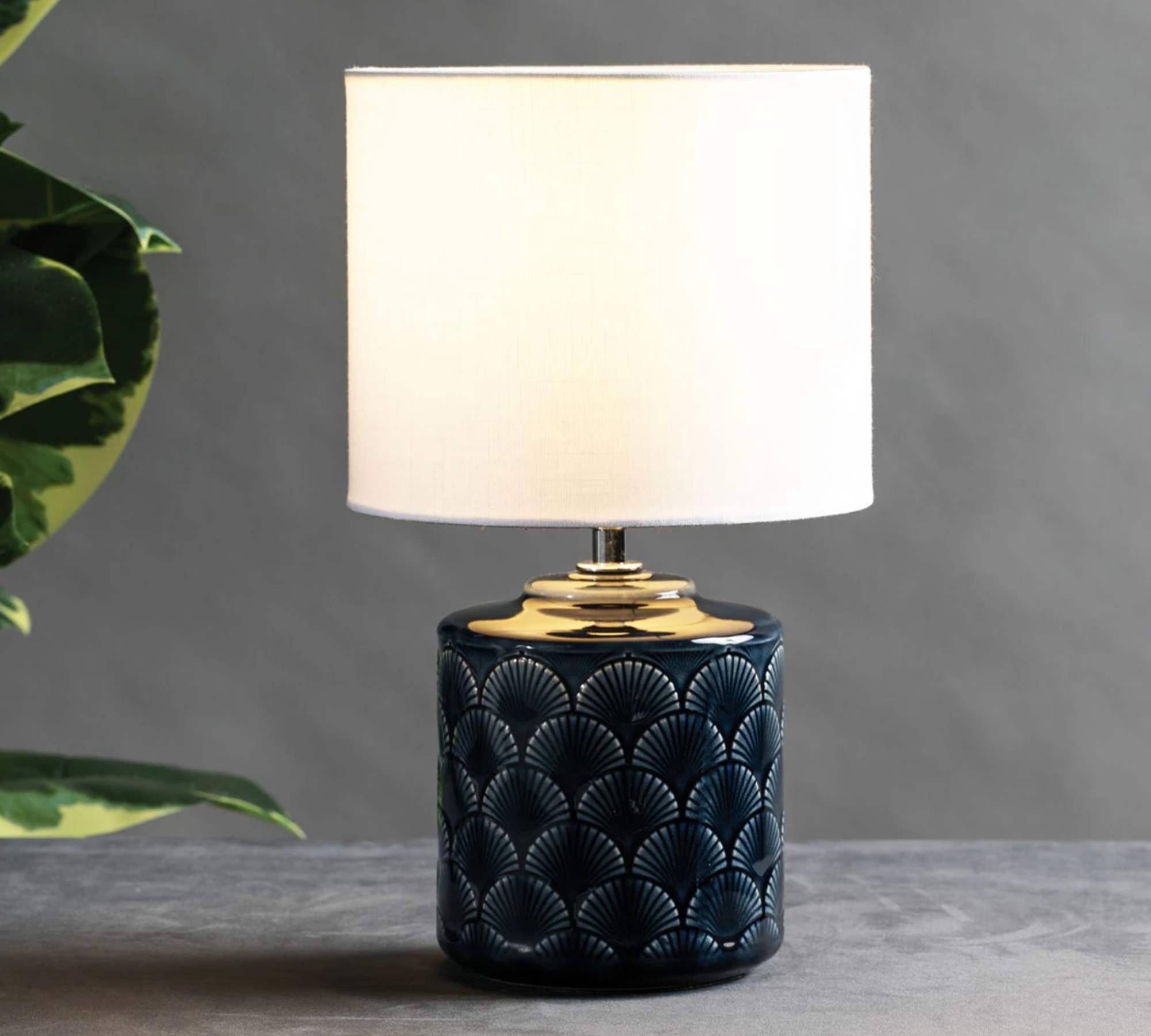 Table lamp 1-flame mixed fabric ceramic