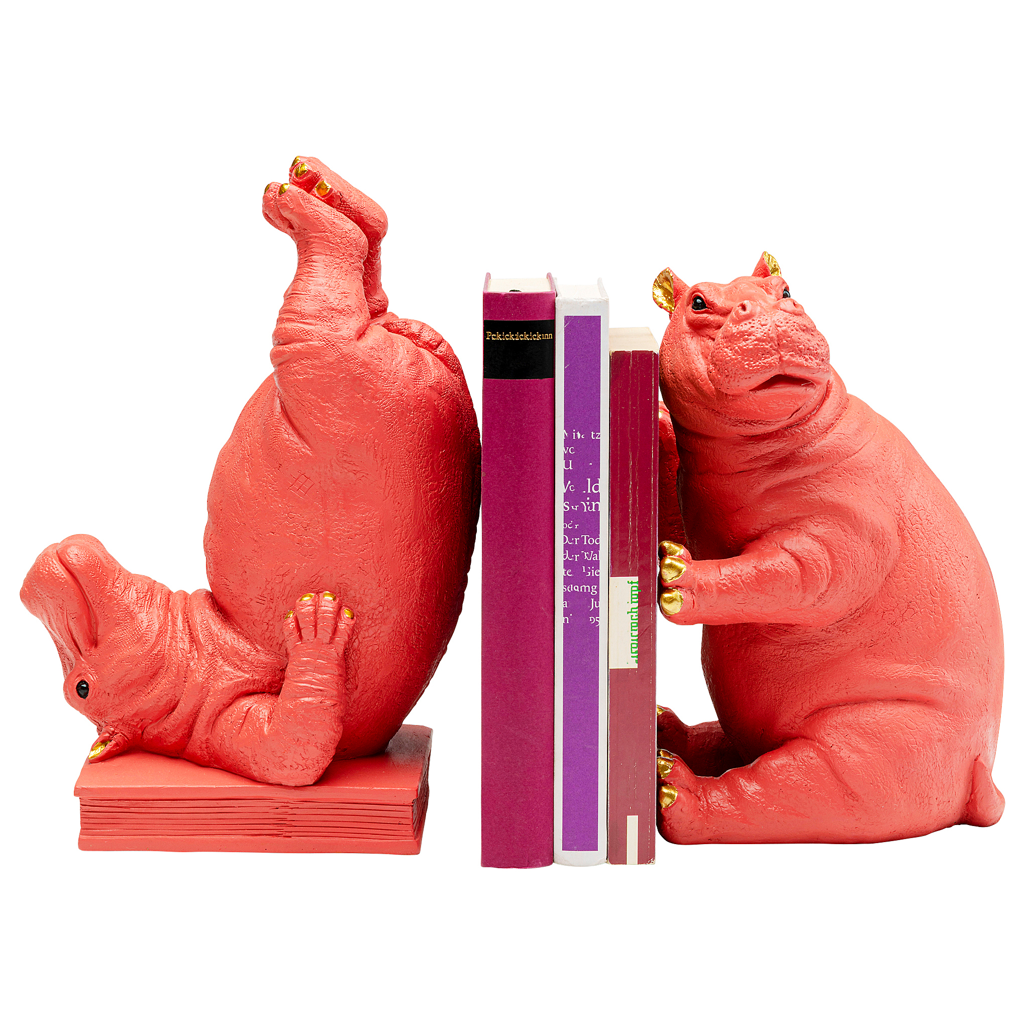 2x Hippo Buchstütze-Set Pink 19x26x14cm