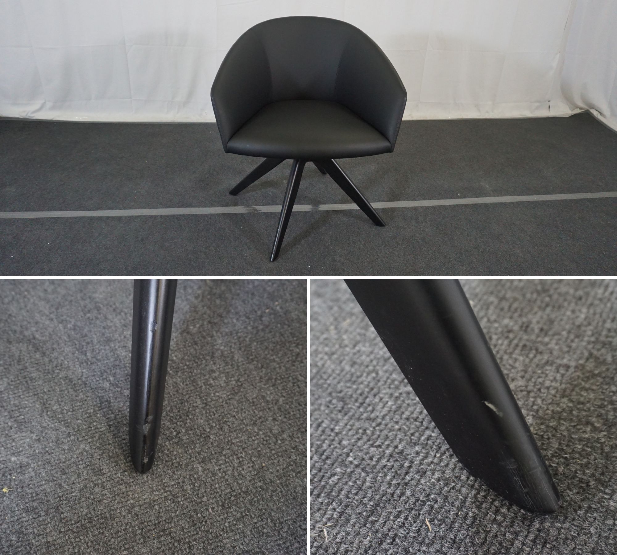 Brandy BU3017 Sedia con braccioli Legno di faggio Pelle Nero