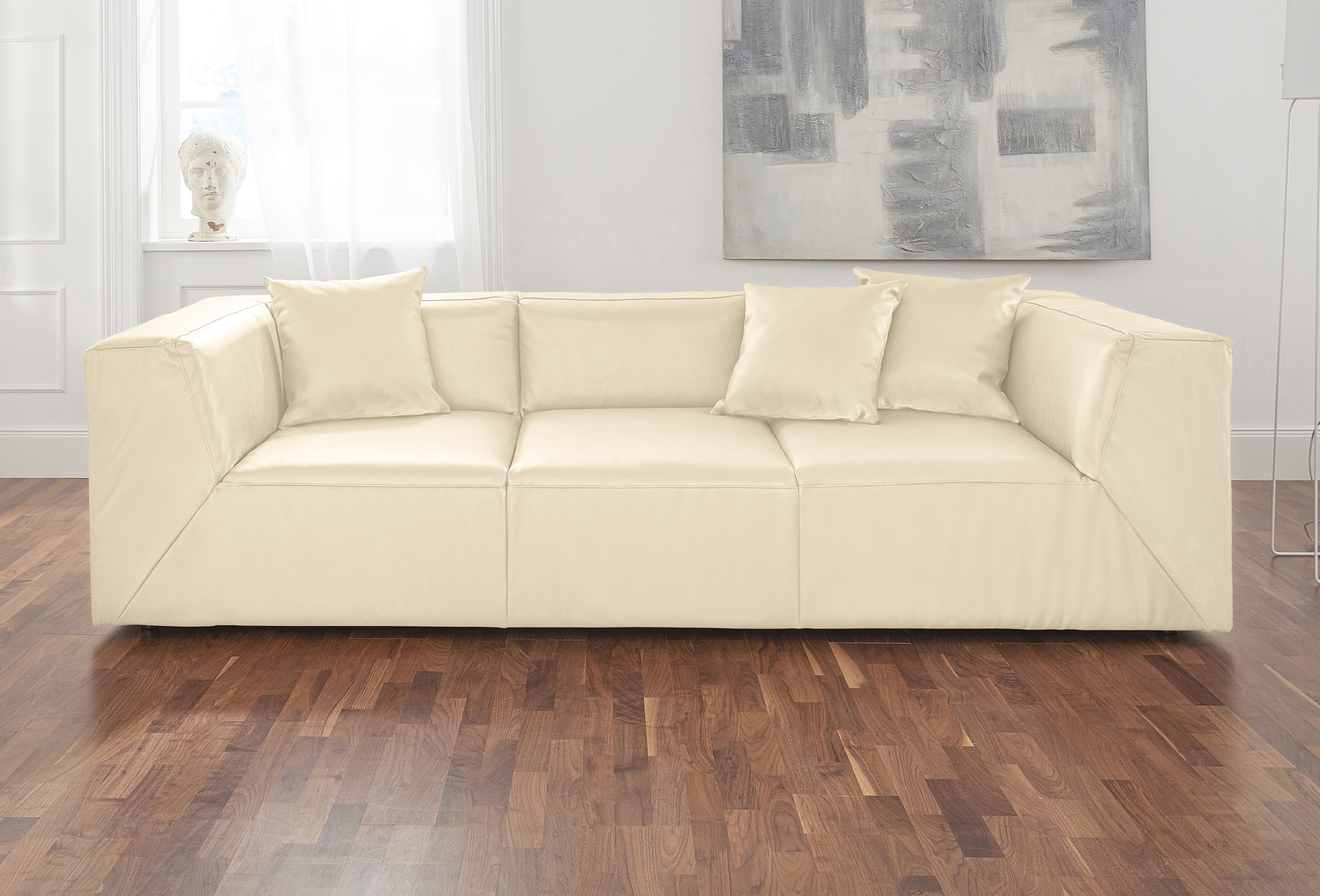 Sam Sofa 3-Sitzer Leder Creme