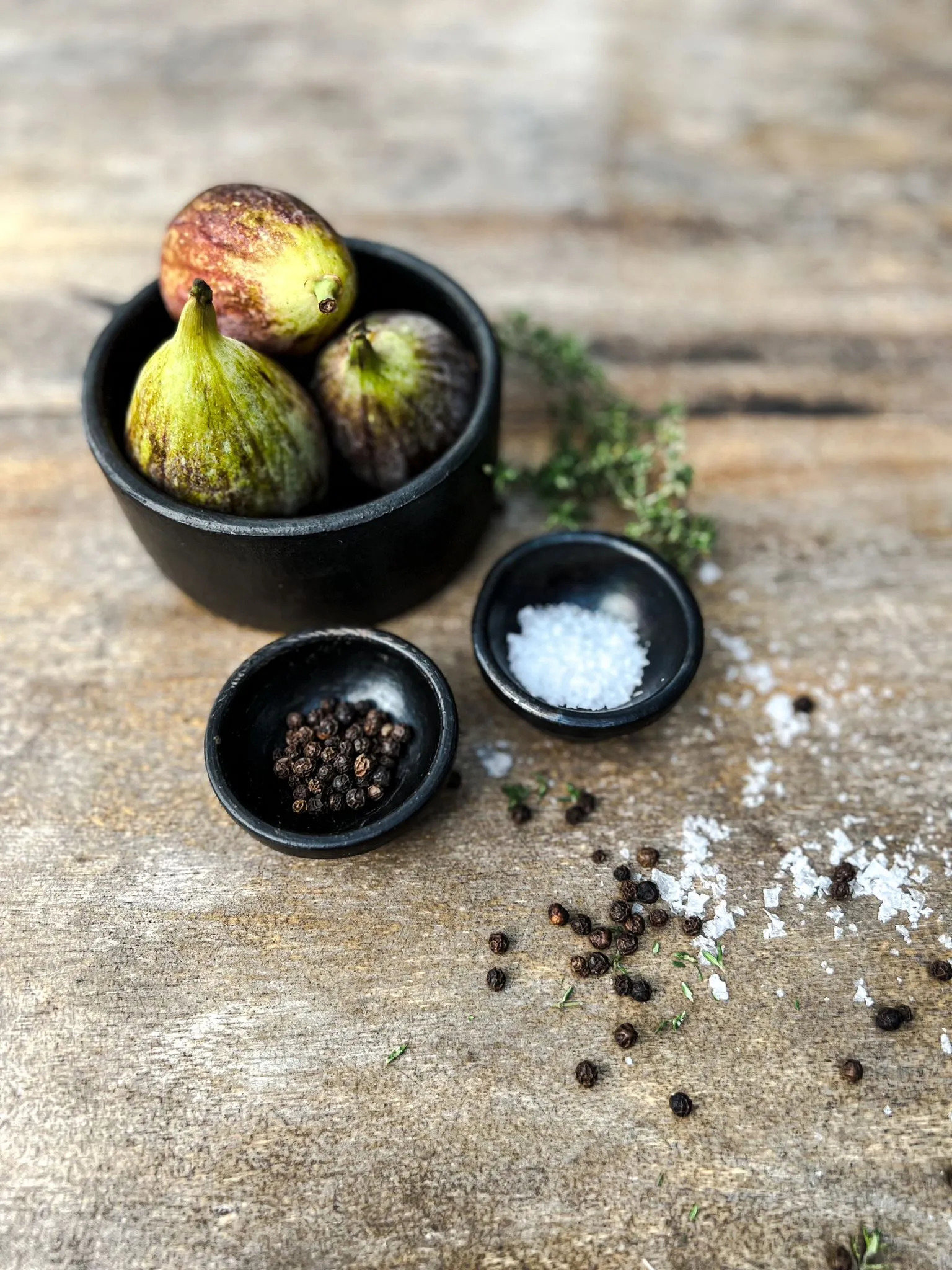 3x Burned Zylinderschale Schwarz