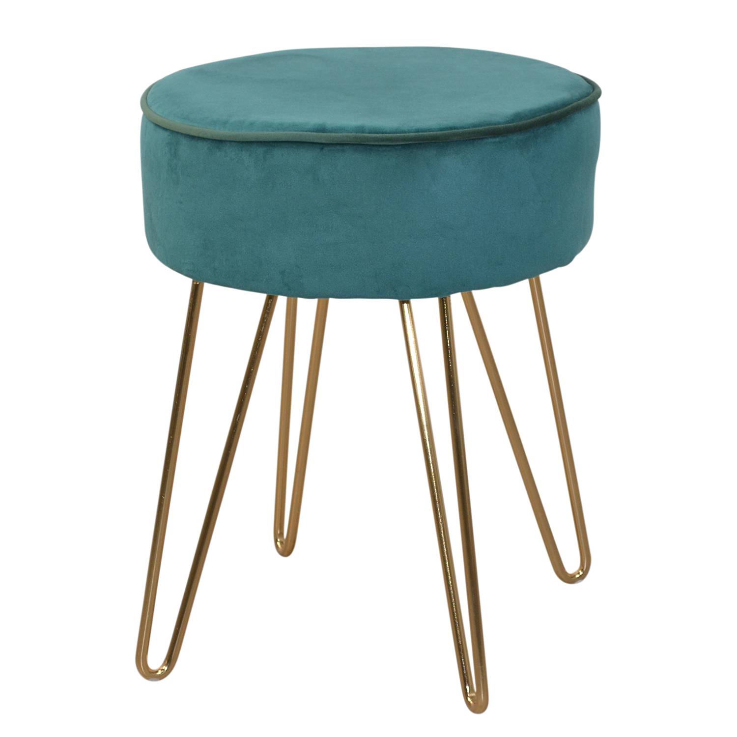 Tamare Polsterhocker Stahl Samt Dunkelgrün