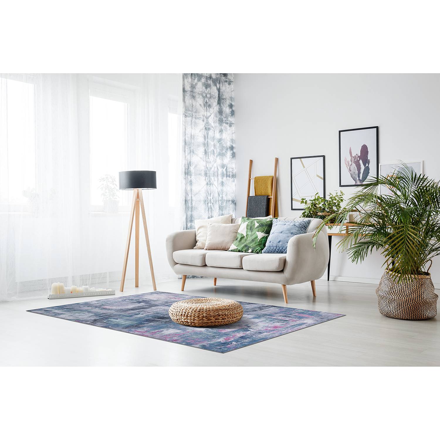 Prima I Kurzflorteppich Polyester Blaugrau 80x150cm