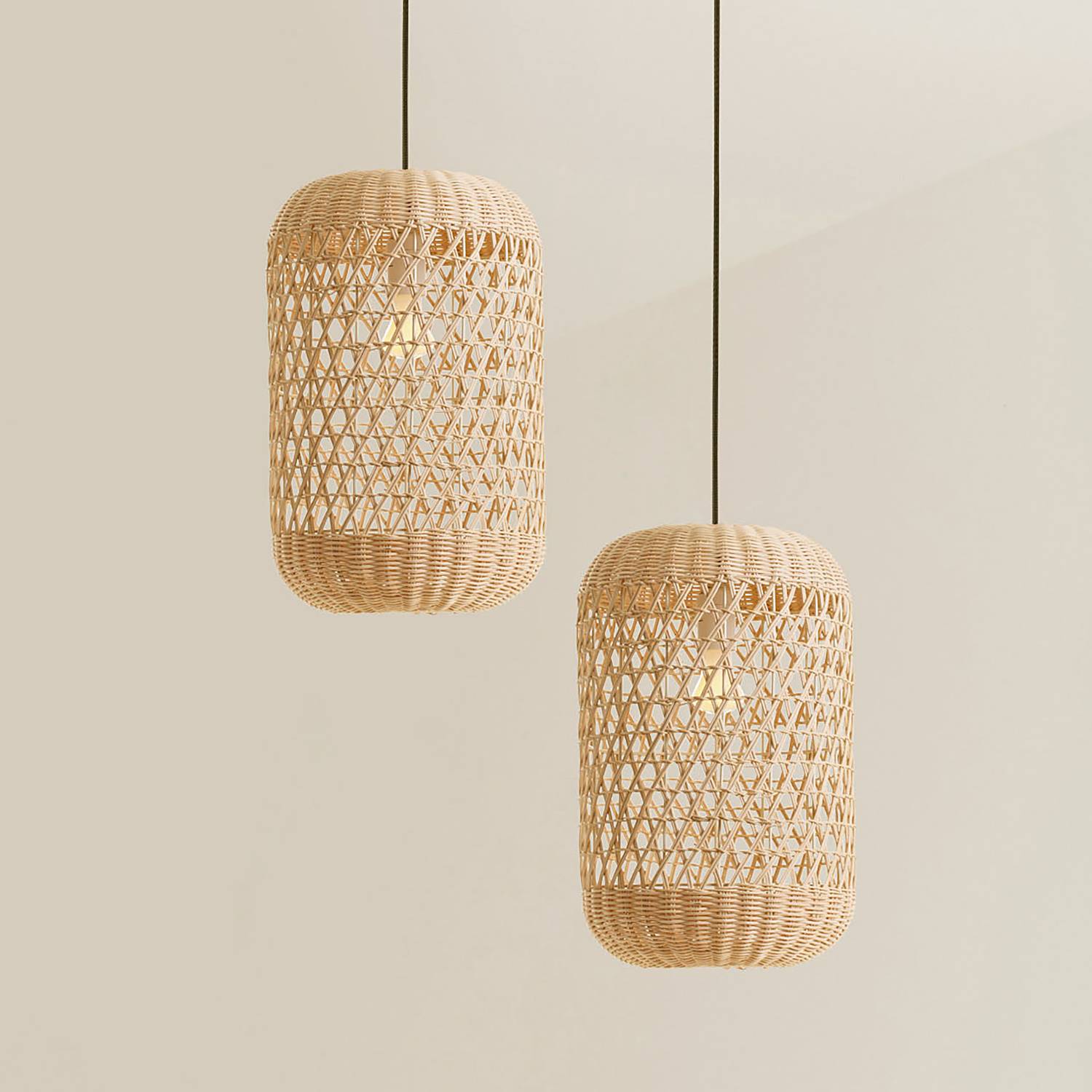 Aurora Typ B Pendelleuchte 1-flammig Rattan Aluminium 