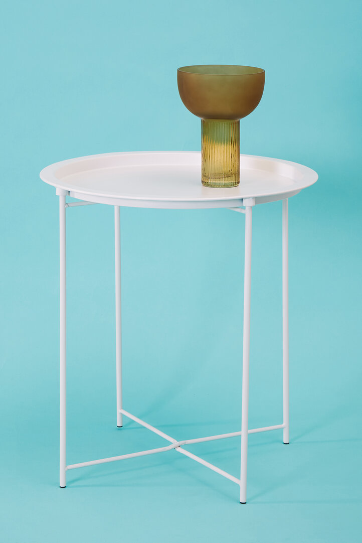 Steel Round Side Table Metal White