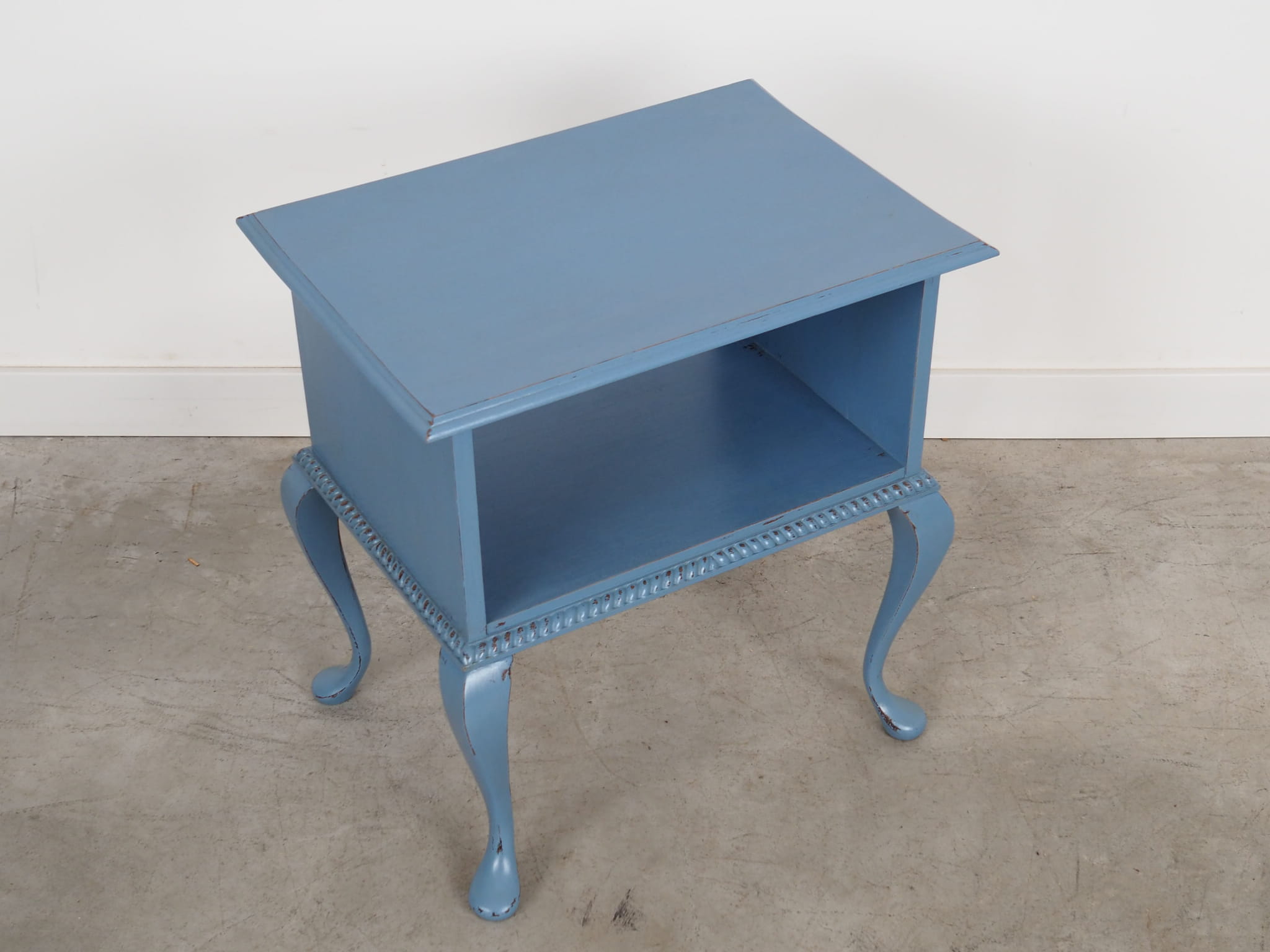 Vintage side table Oak wood Blue 1960s