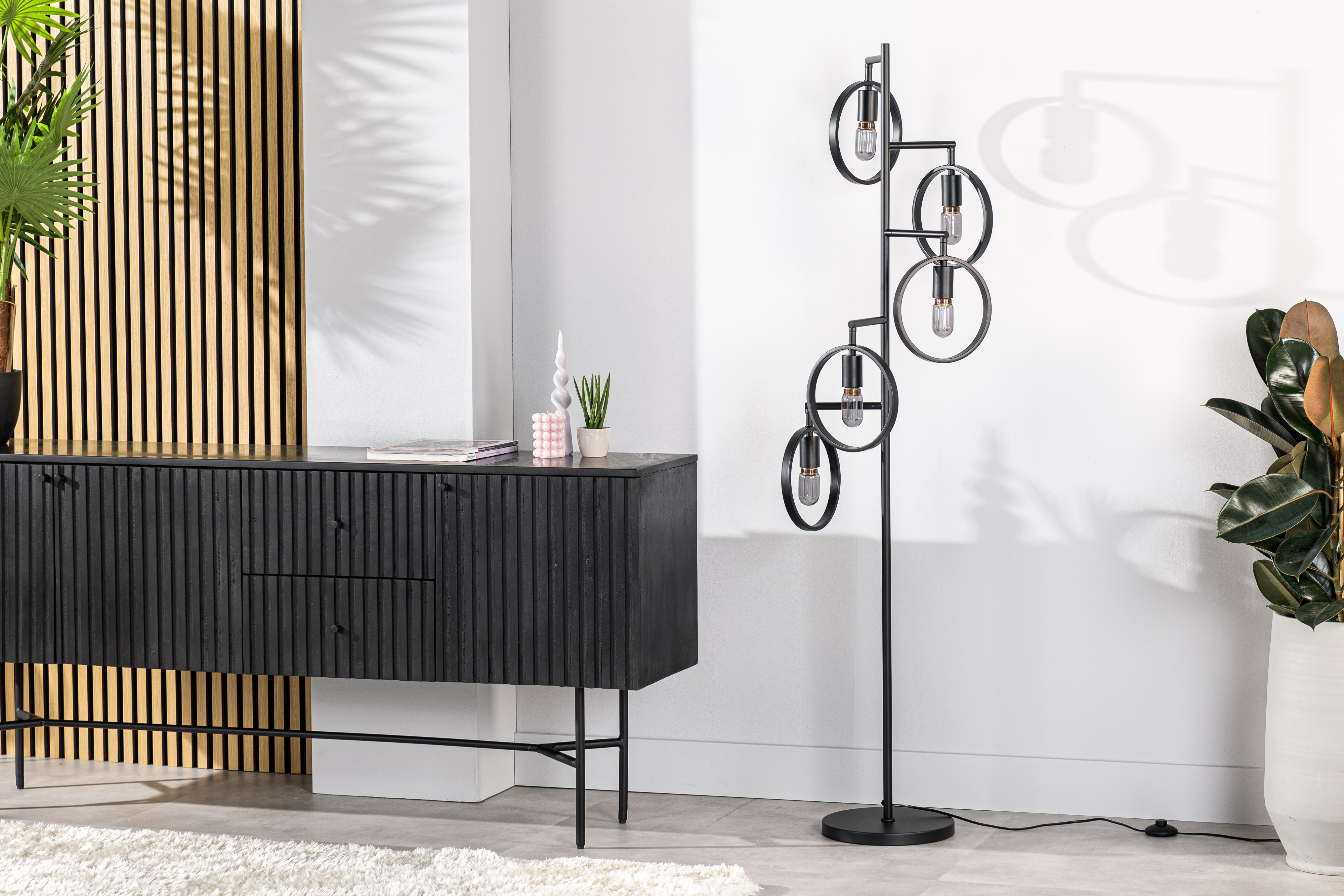 Floor lamp 5-light metal black