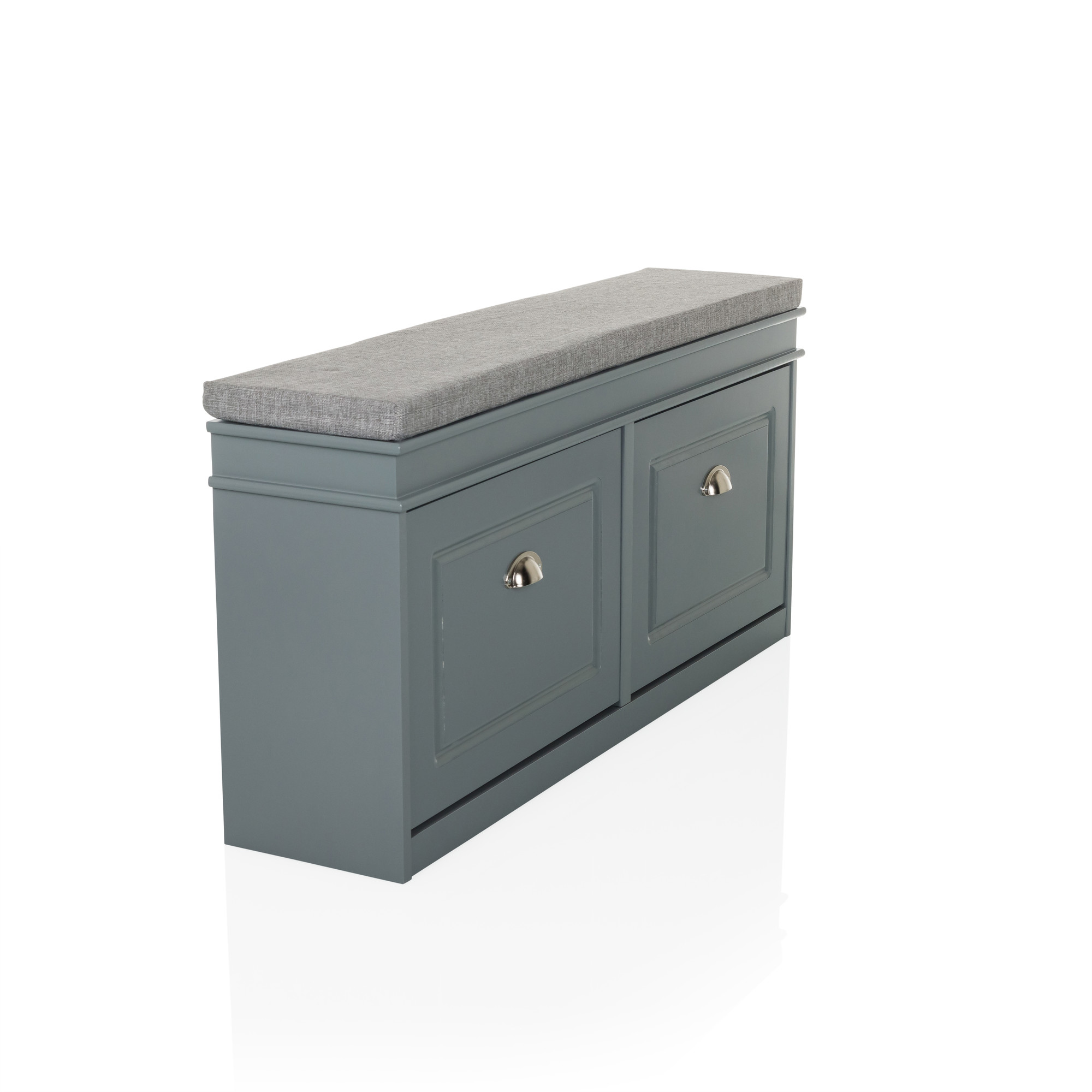 Estha I Shoe cabinet bench with seat cushion wood grey