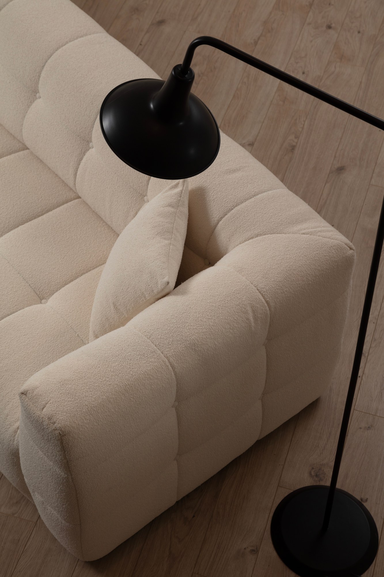 Sofa Récamiere Links Polyester Holz Beige