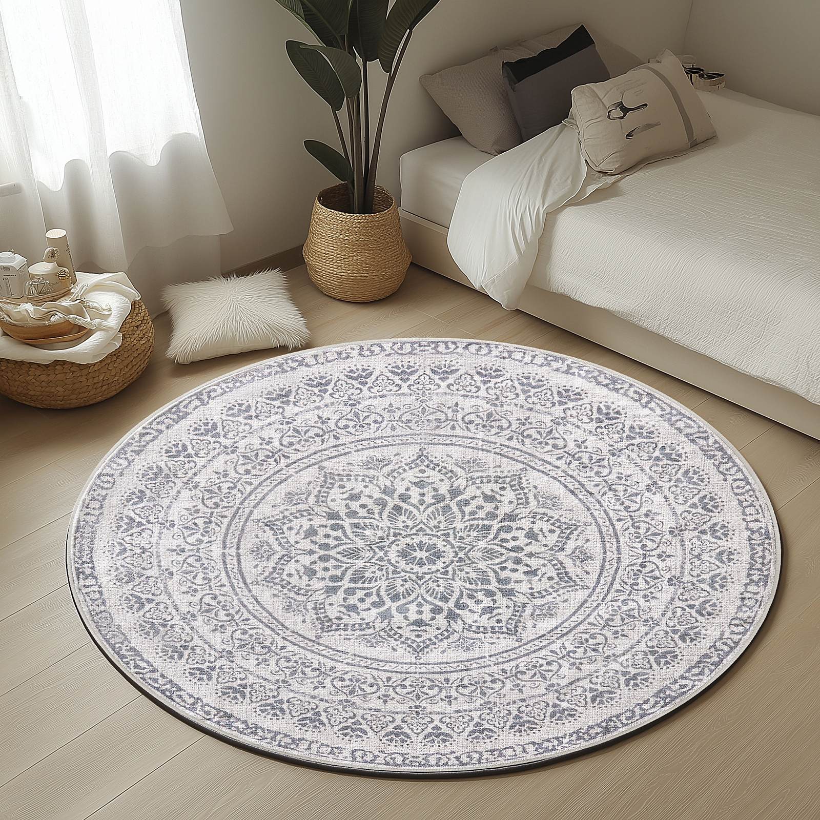 Kurzflorteppich Targo Taubengrau Ø 120cm