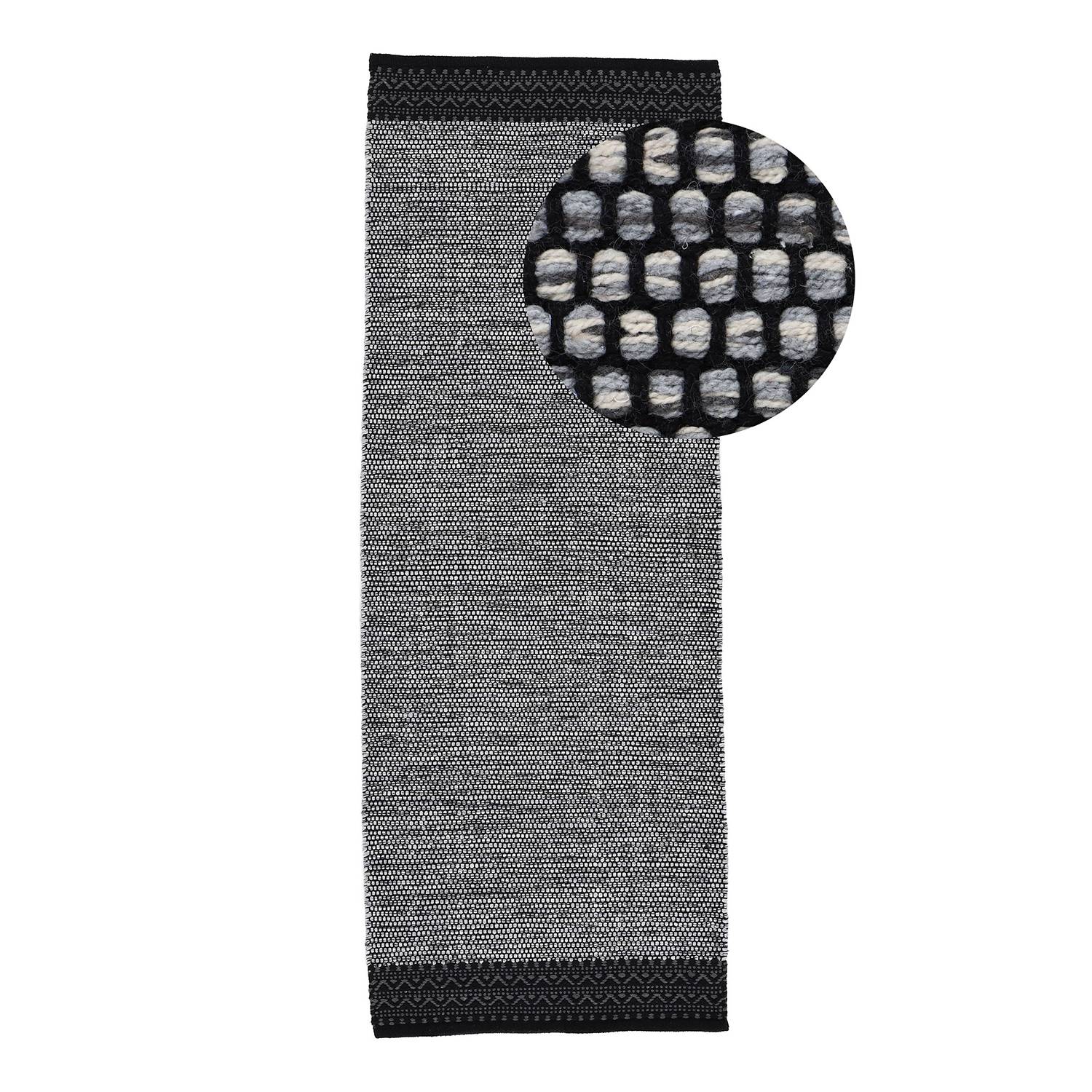 Kelim Mia Läufer Baumwolle Wendbar Grau 60 x 180 cm