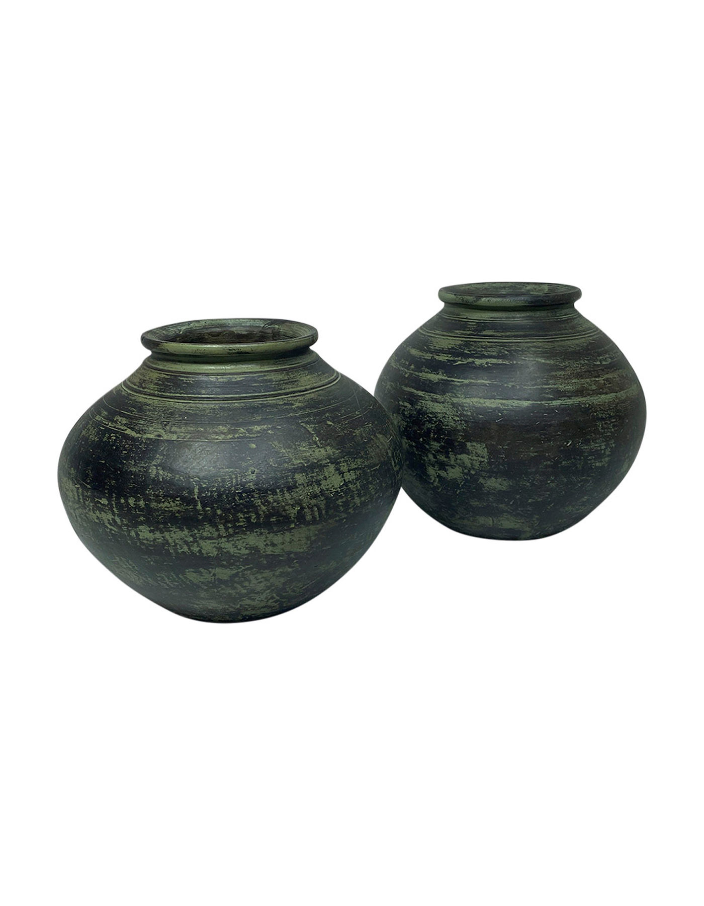 Handmade pot ceramic green