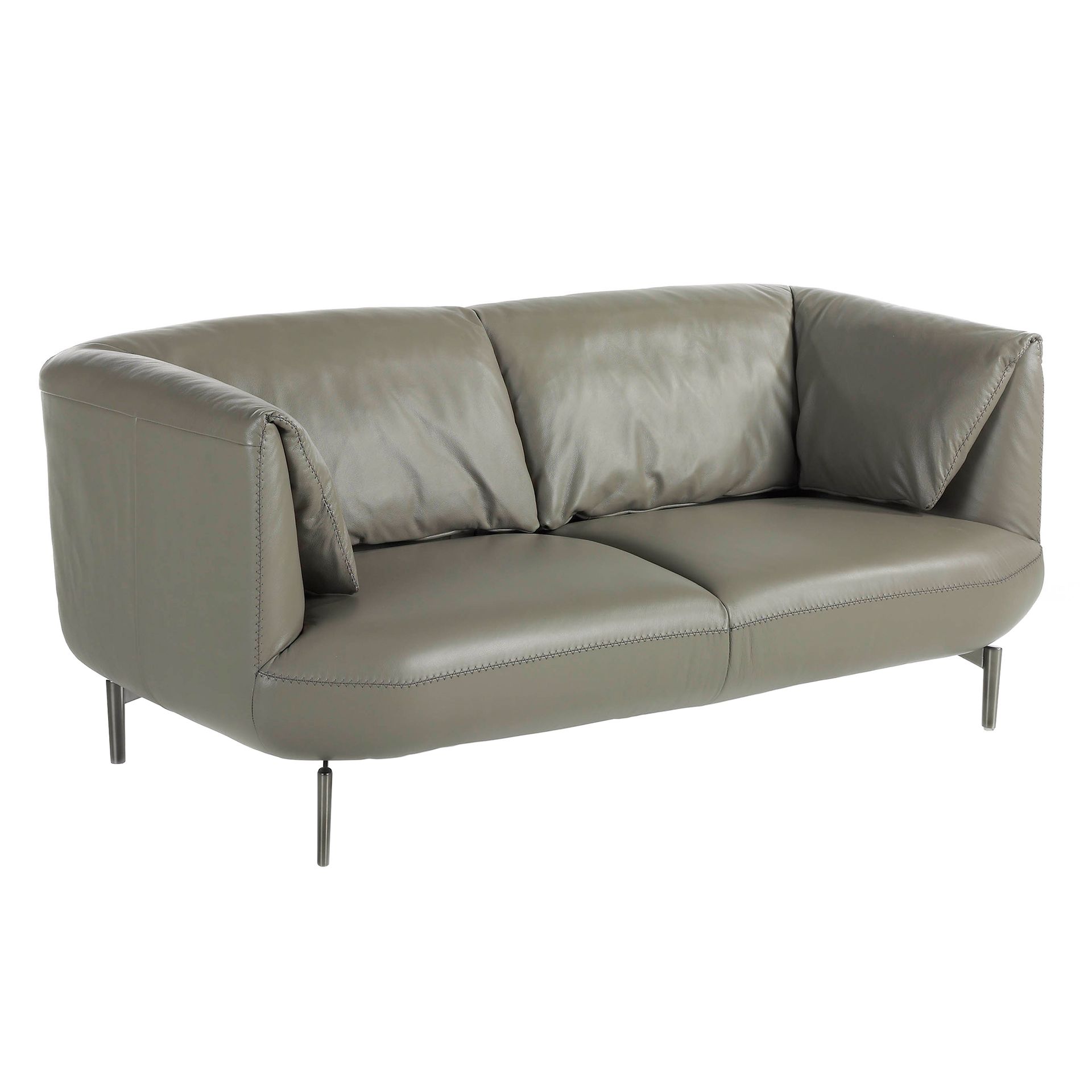 Sofa 2-Sitzer Leder Grau