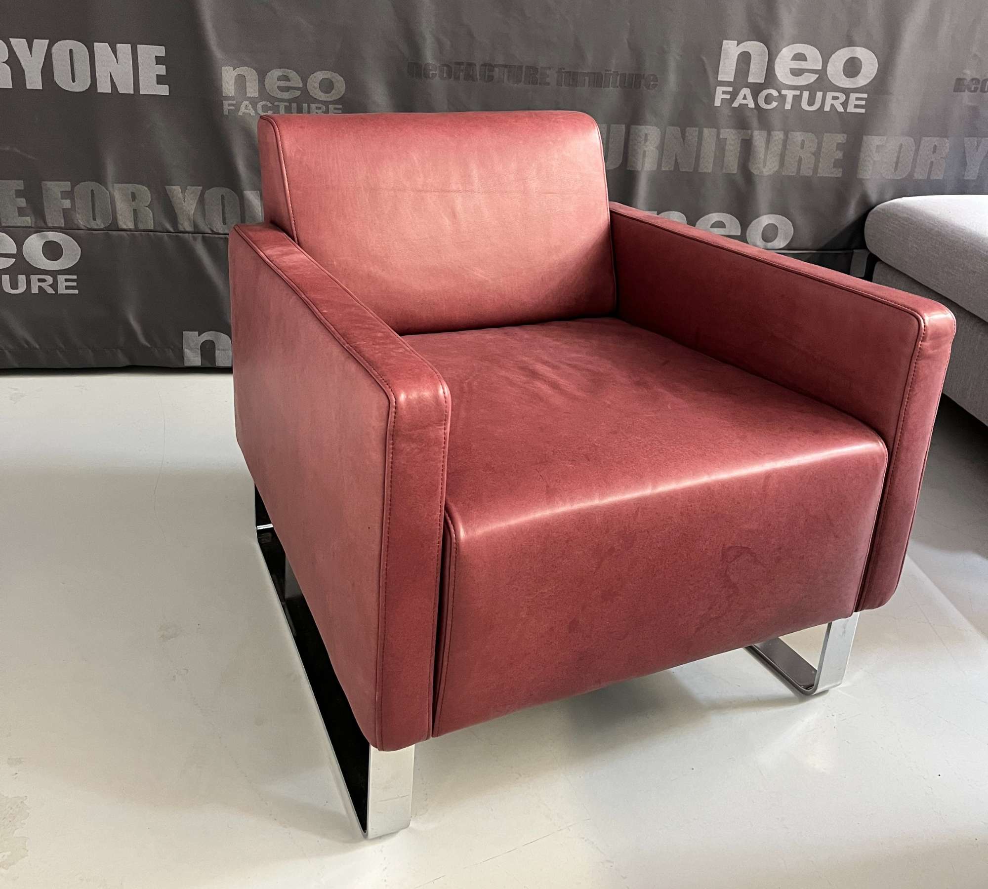 Single Sessel Leder Rot
