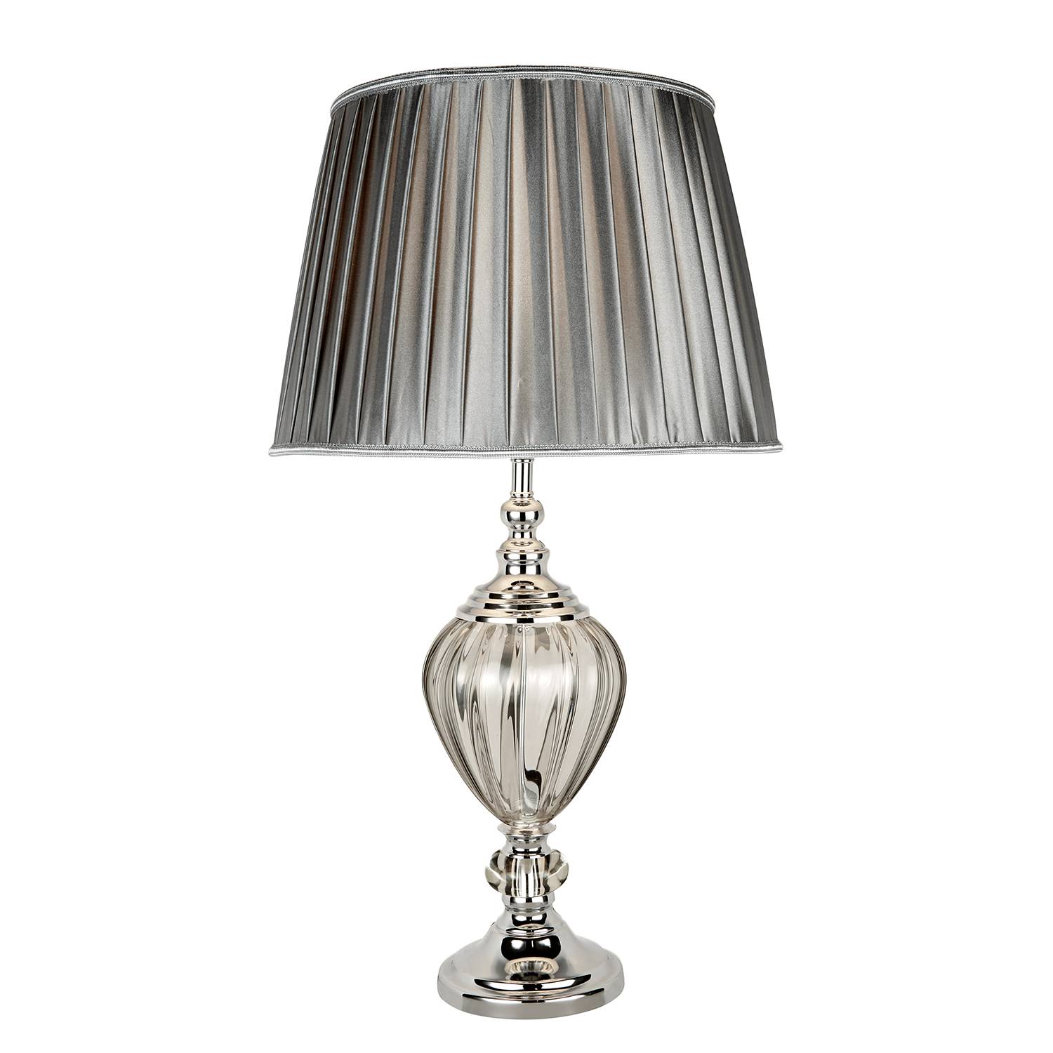 Table lamp Greyson mixed fabric 1-light glass silver