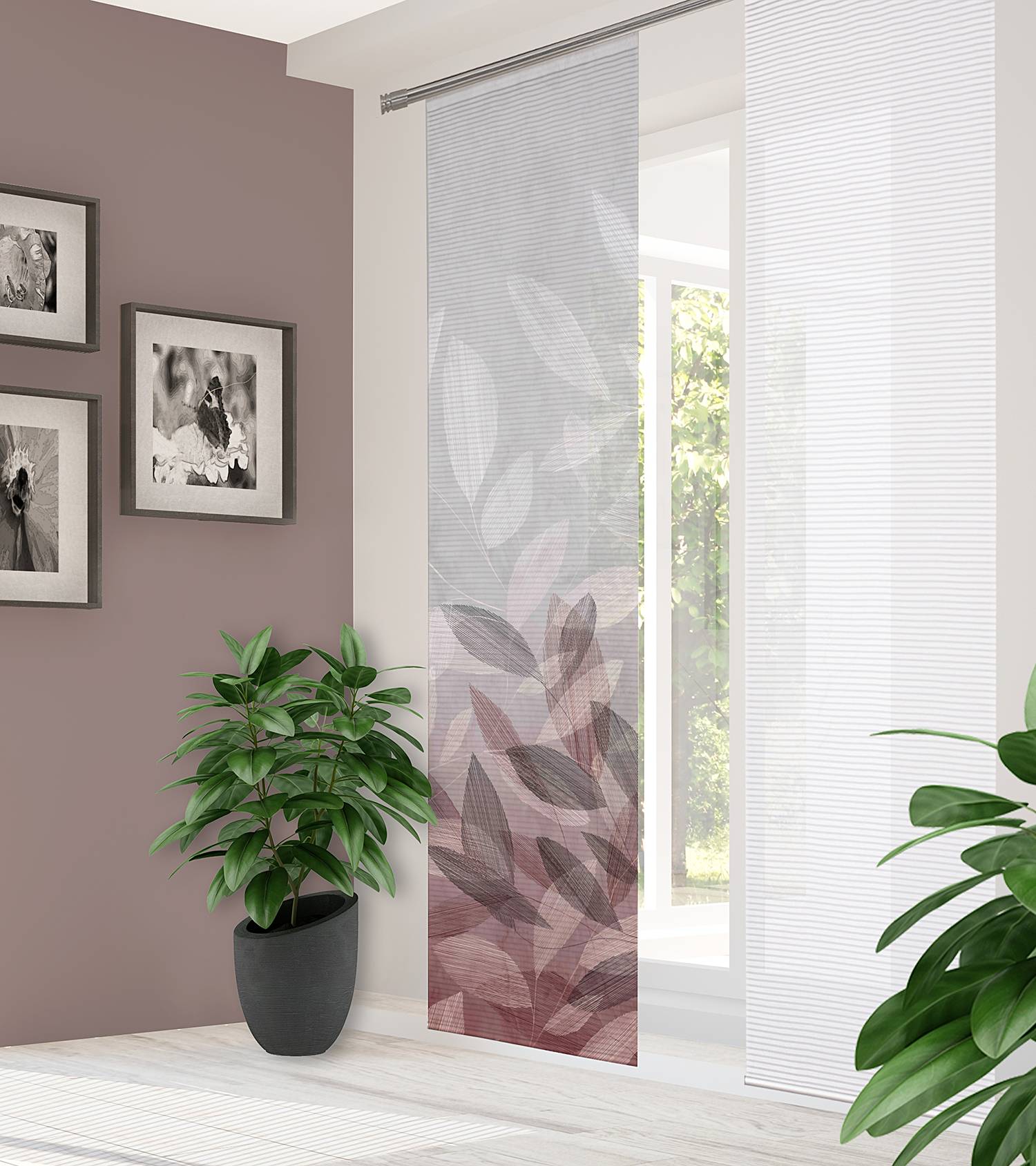 Schiebevorhang Abbe Polyester Bordeaux 60 x 255 cm 1er Set