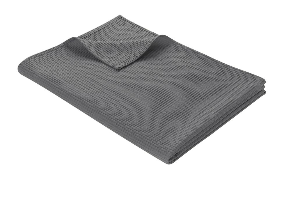Kissen und Decken Set aus Waffelpiqué 100% Baumwolle Grau