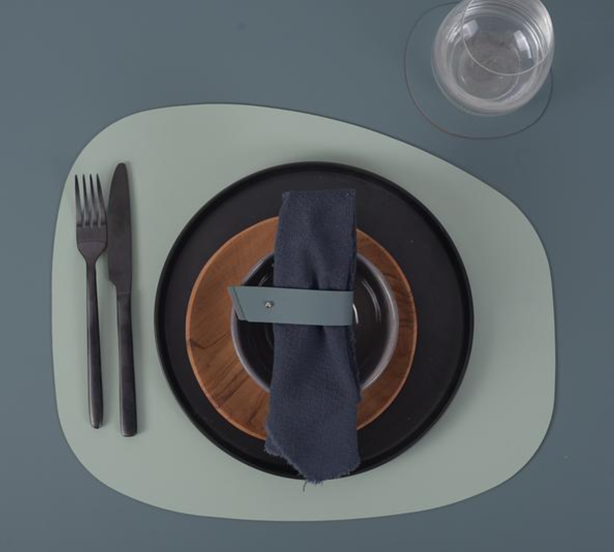 6x Stone Tischset 100% Recyceltes Leder Mint