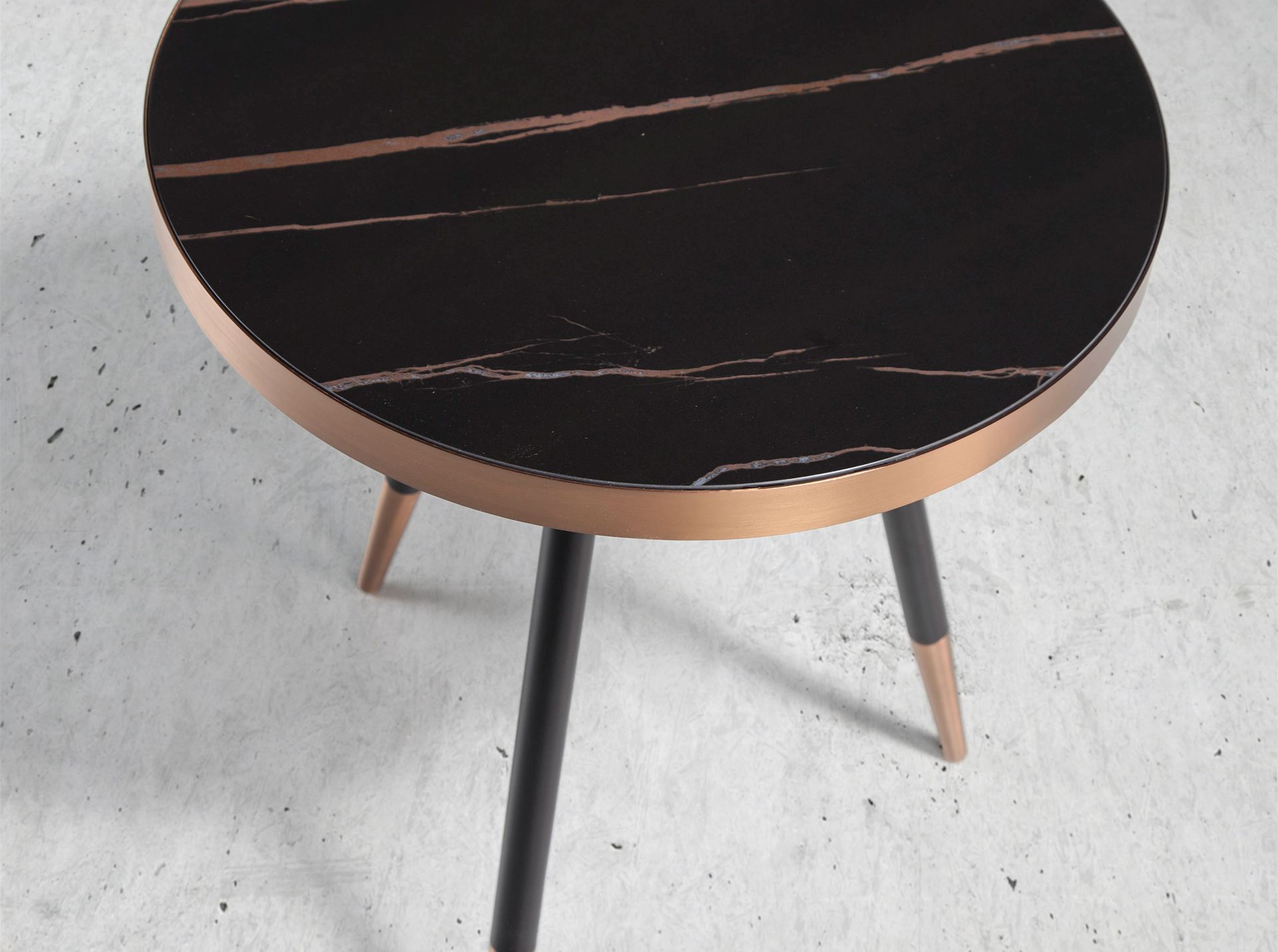 Round side table marble steel