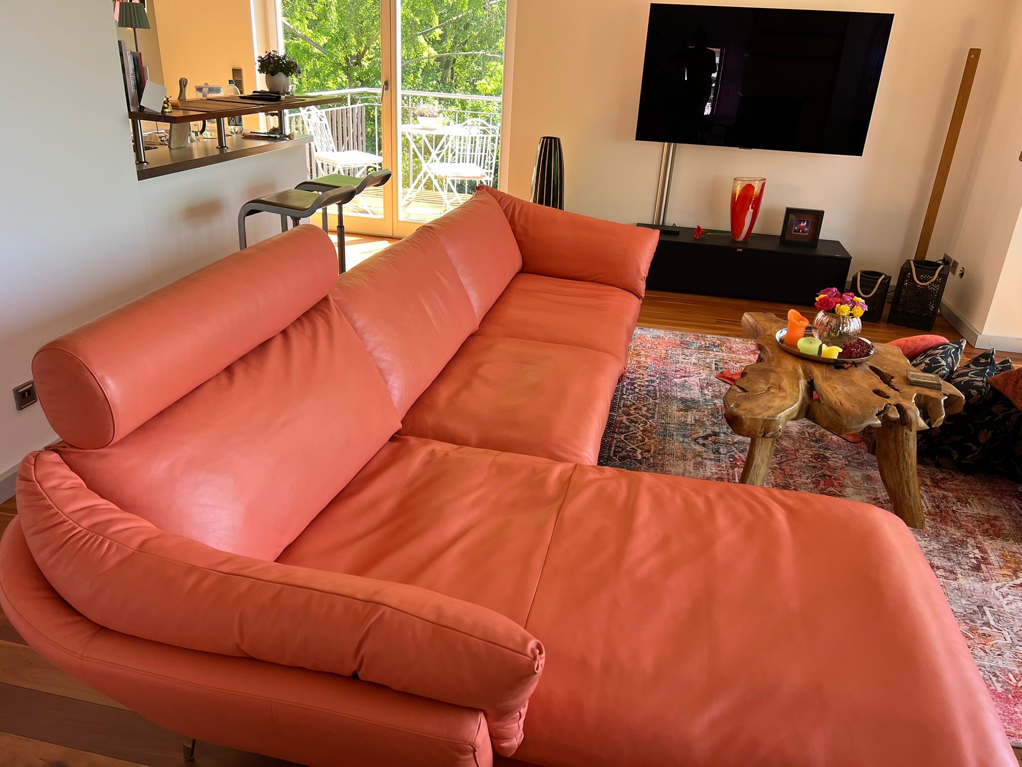 Corallao Ecksofa Leder Orange