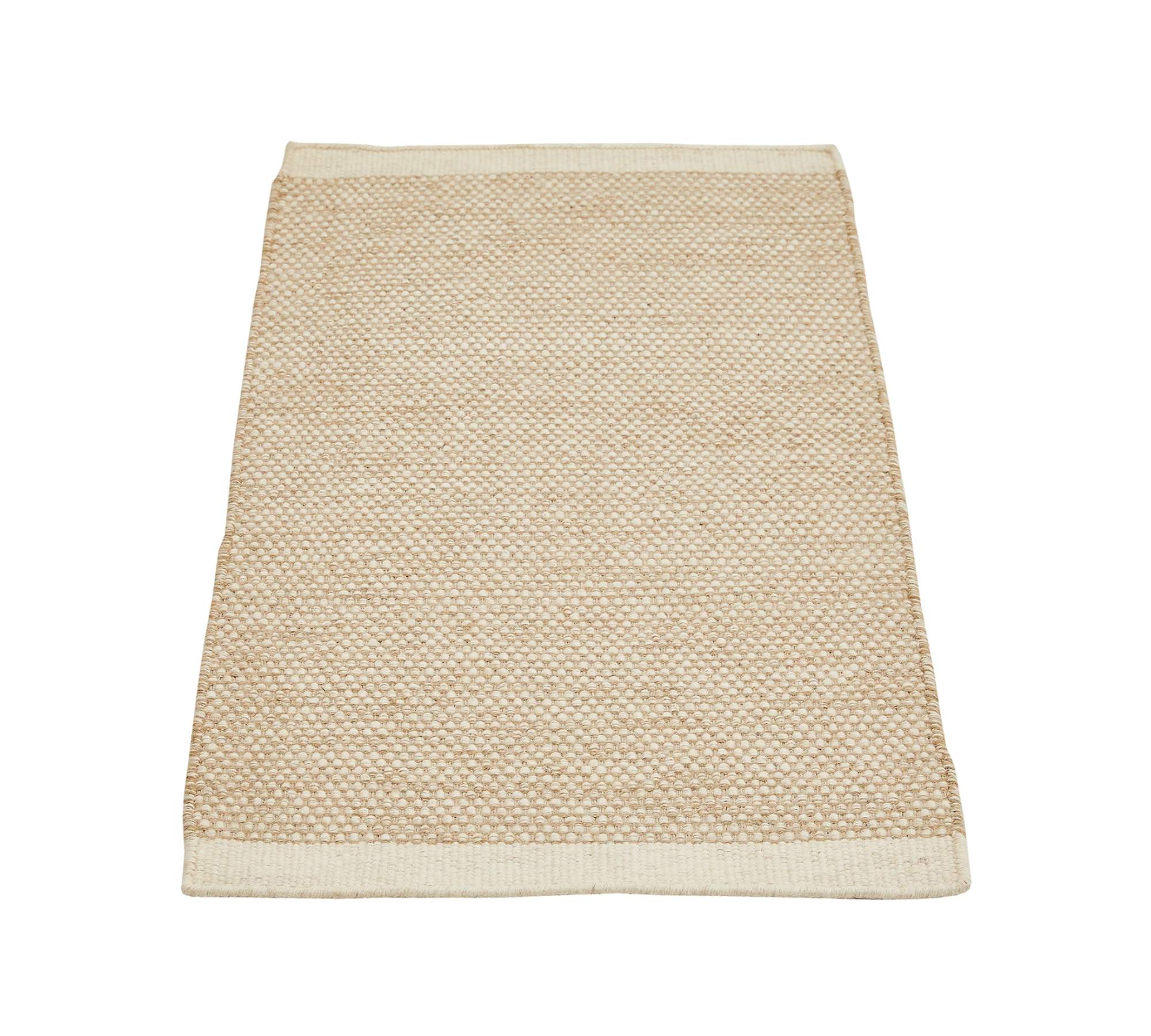 Teppich Wolle Baumwolle Creme 65 x 130 cm