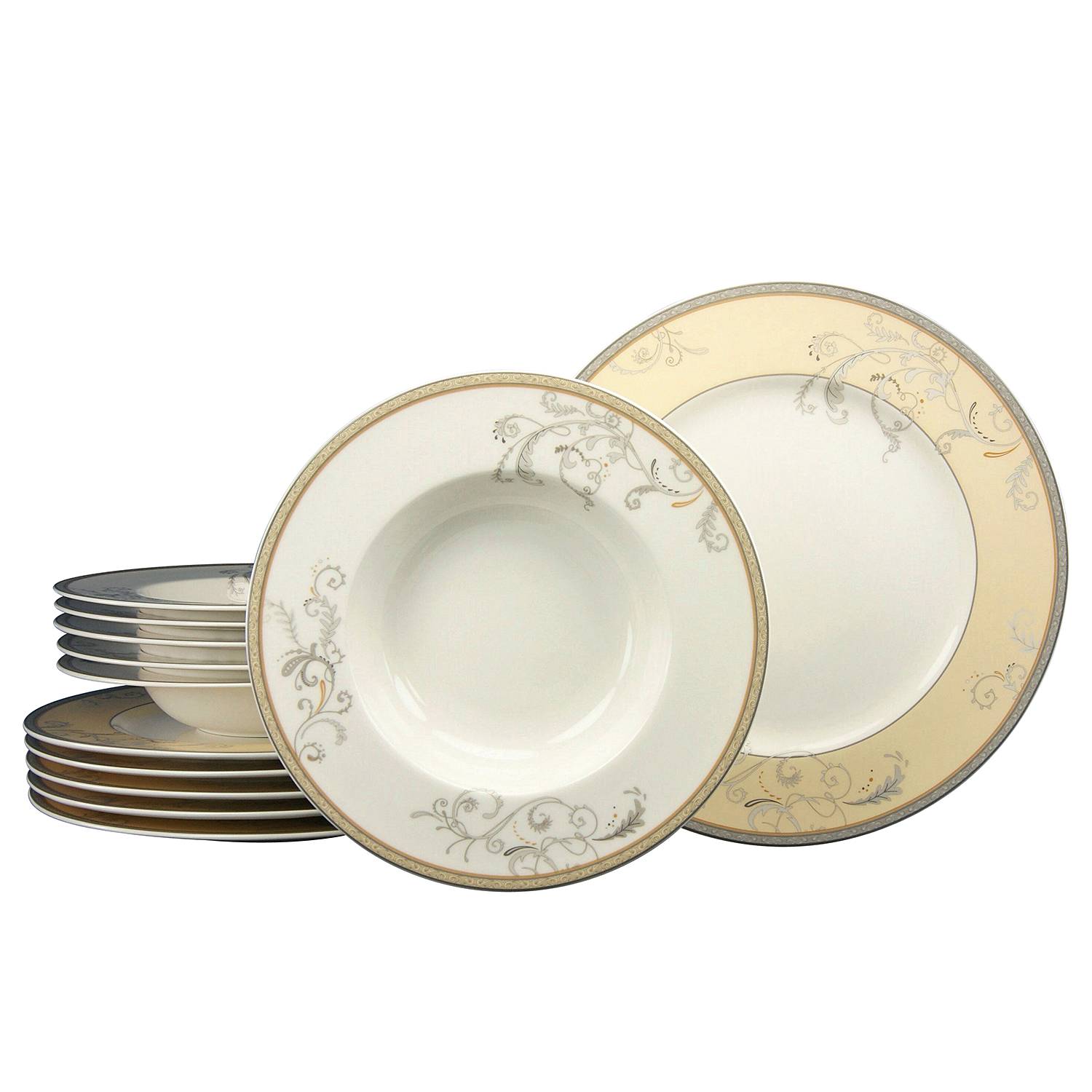 12x Tafelservice Villa Medici Porzellan Creme