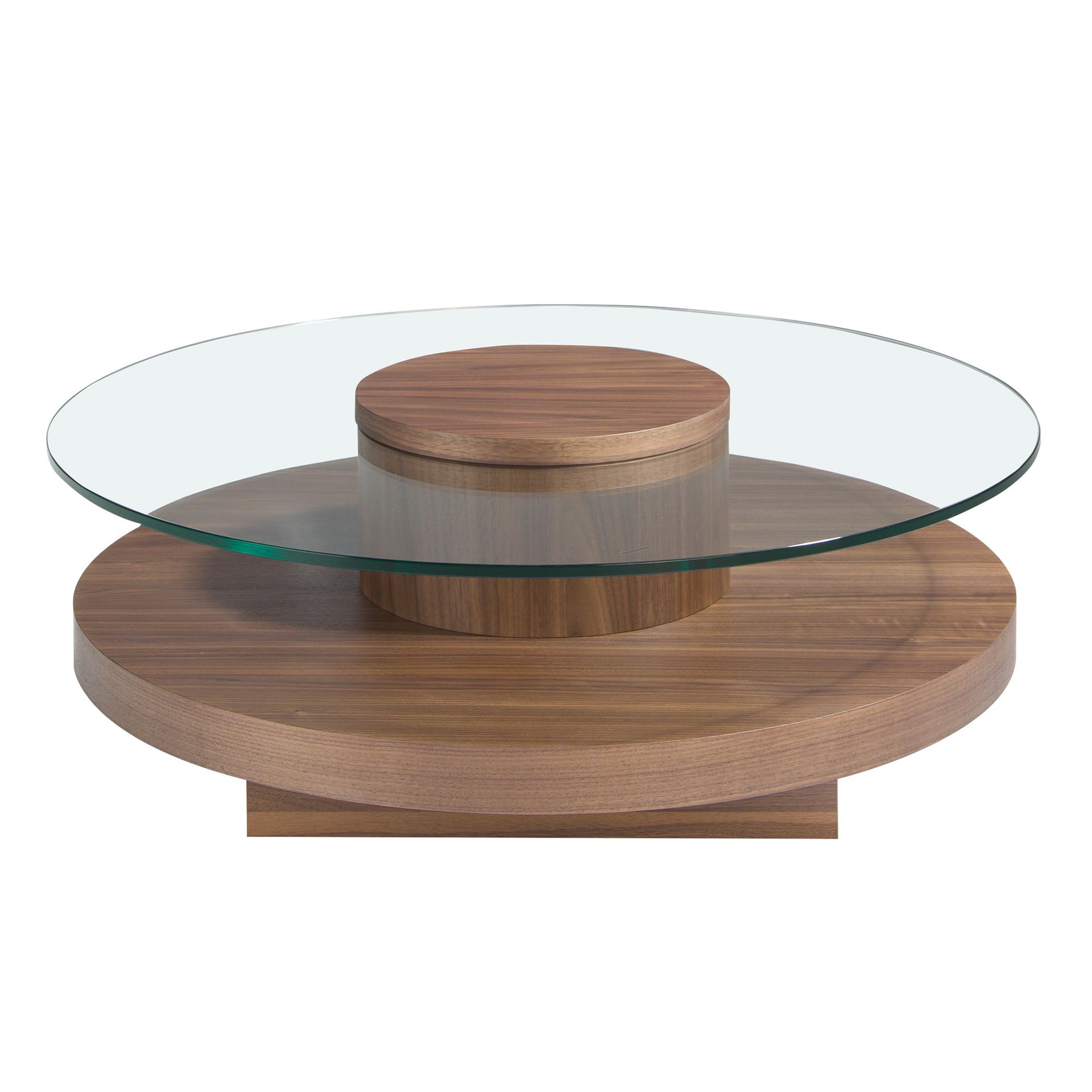 Round coffee tableGlass walnut