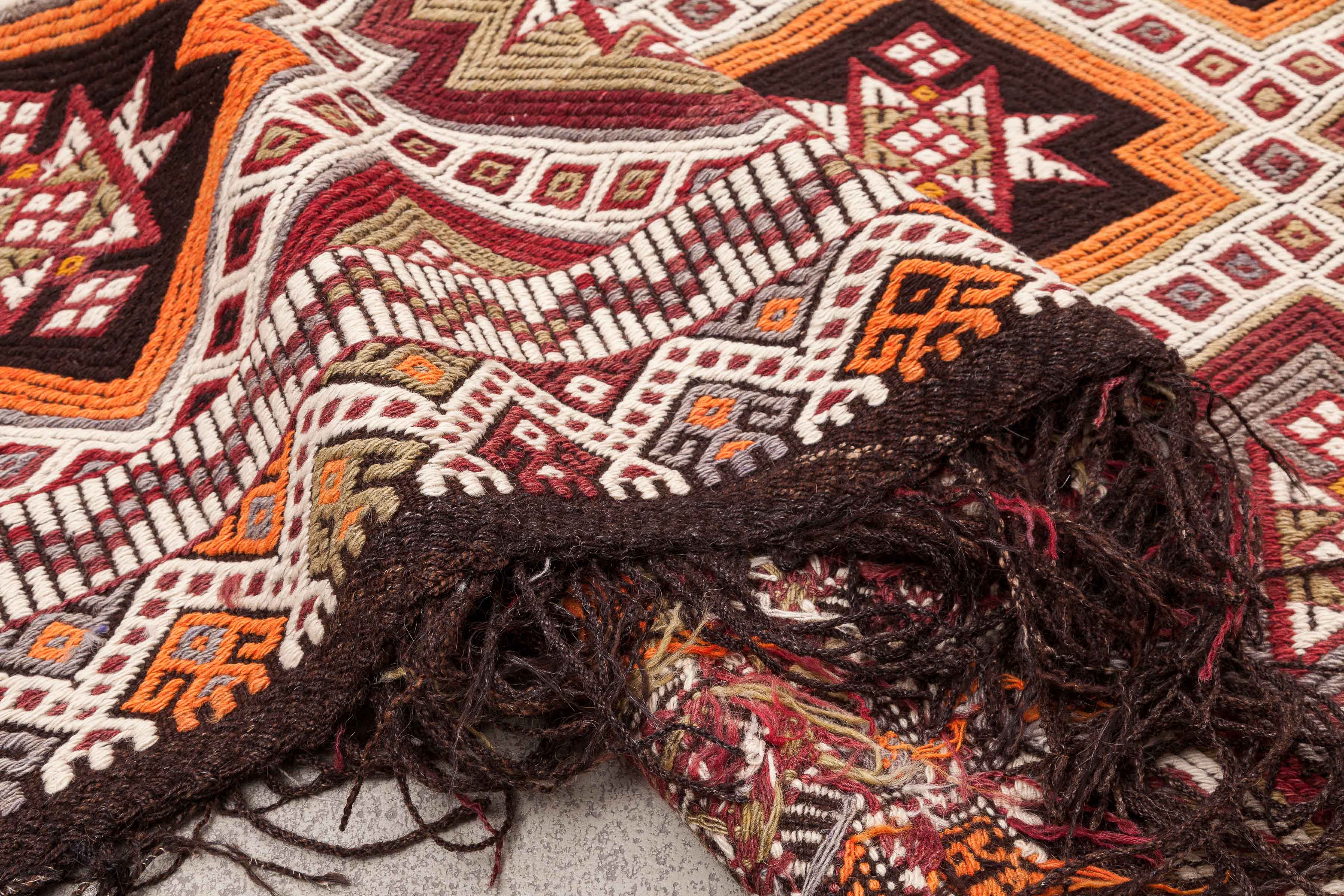 Vintage Kilim Teppich Wolle Mehrfarbig