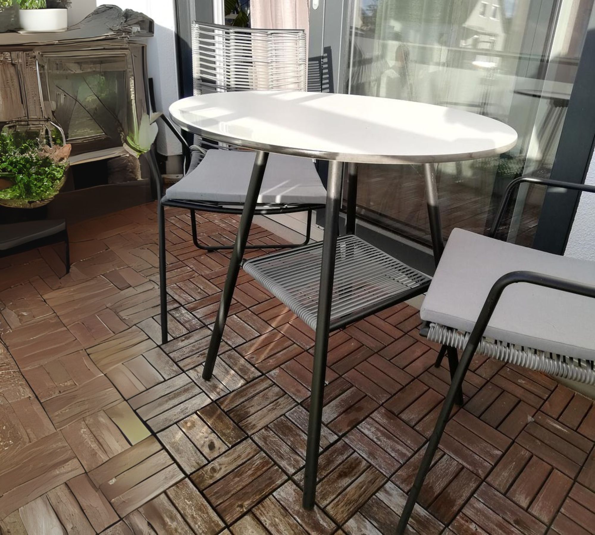 In-/Outdoor Sitzgruppe Elba Aluminium Rattan Grau
