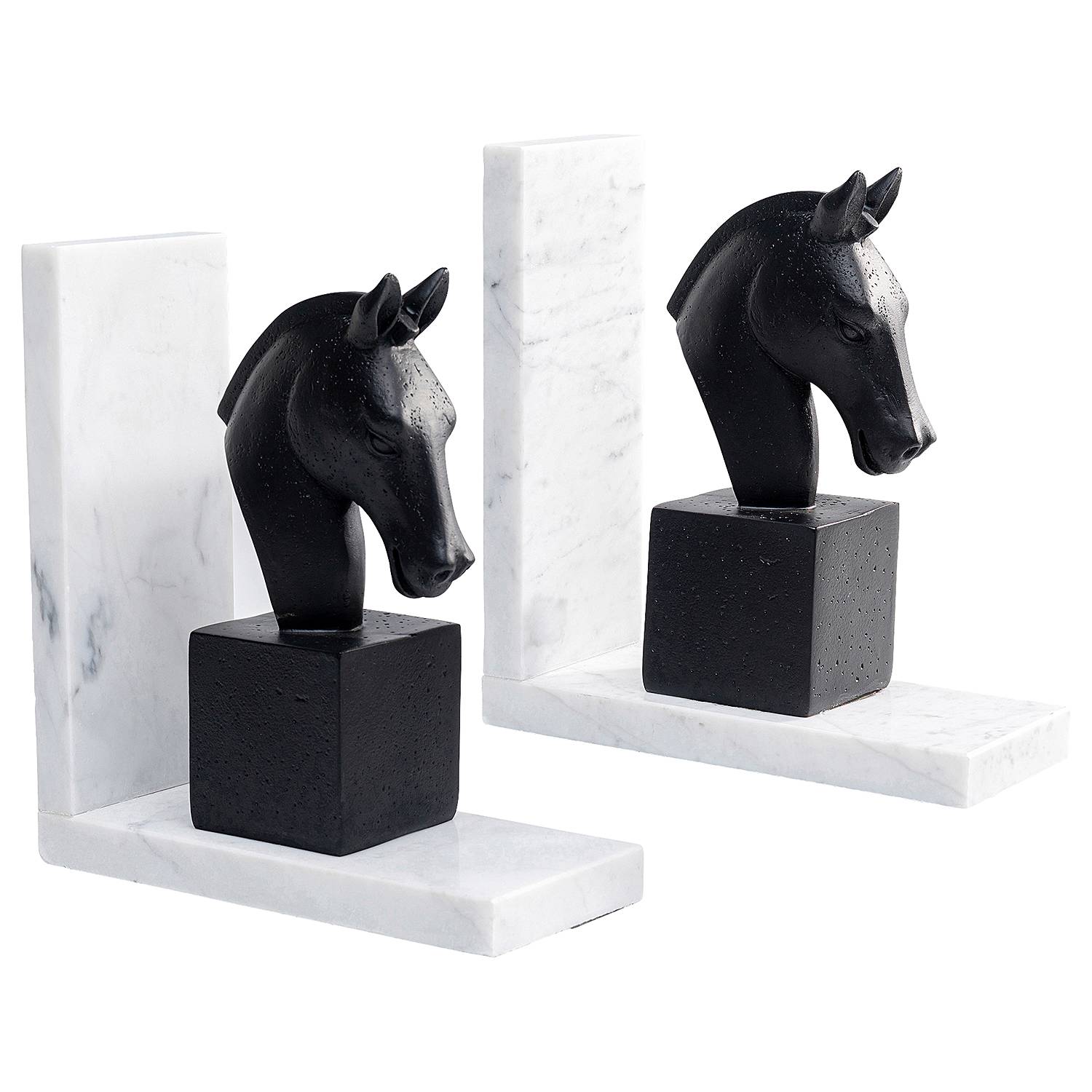 Buchstütze Horse 2er Set Polyresin Marmor Mehrfarbig