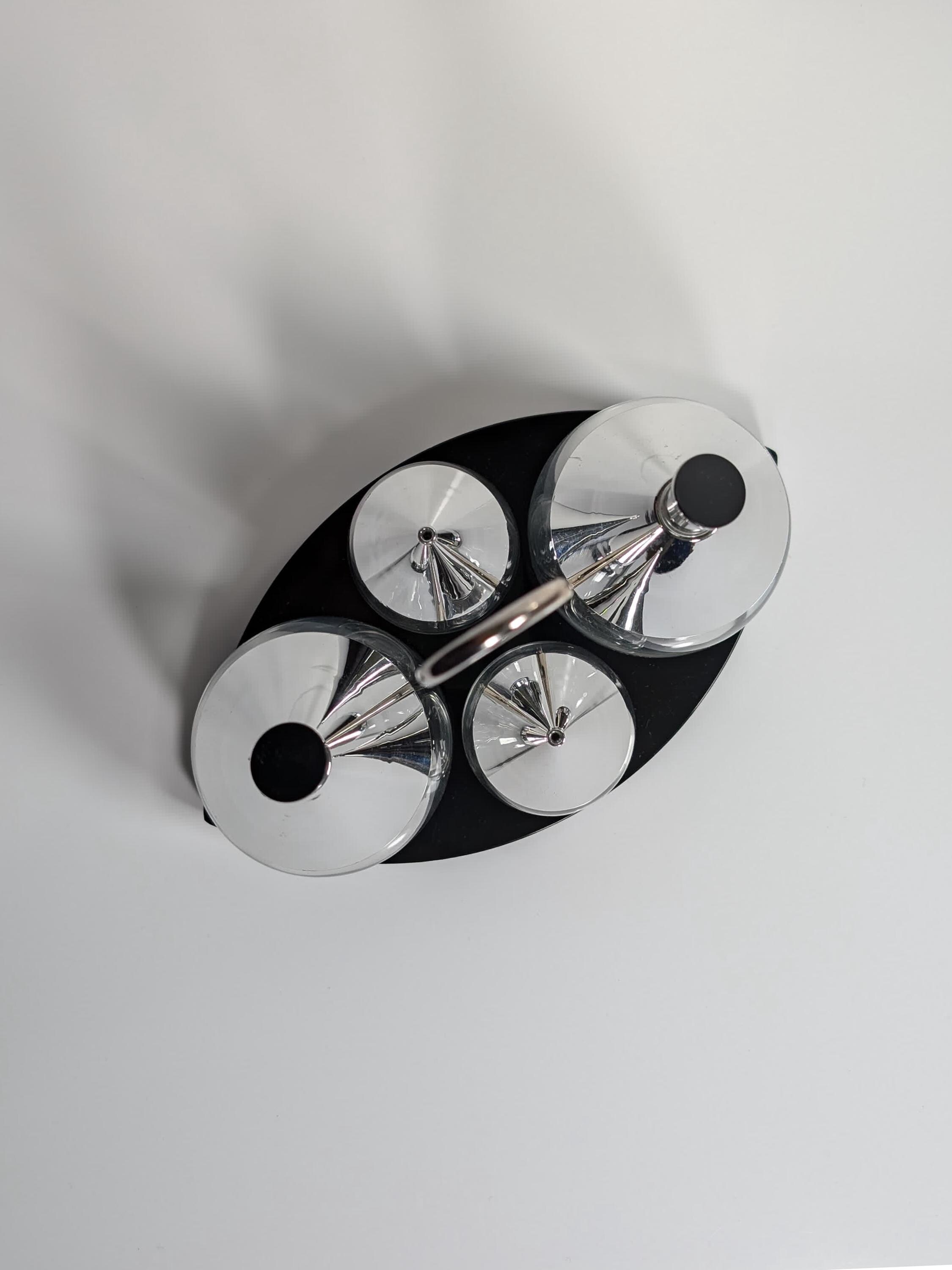 Vintage Kondiment Set Metall Glas 1980er Jahre