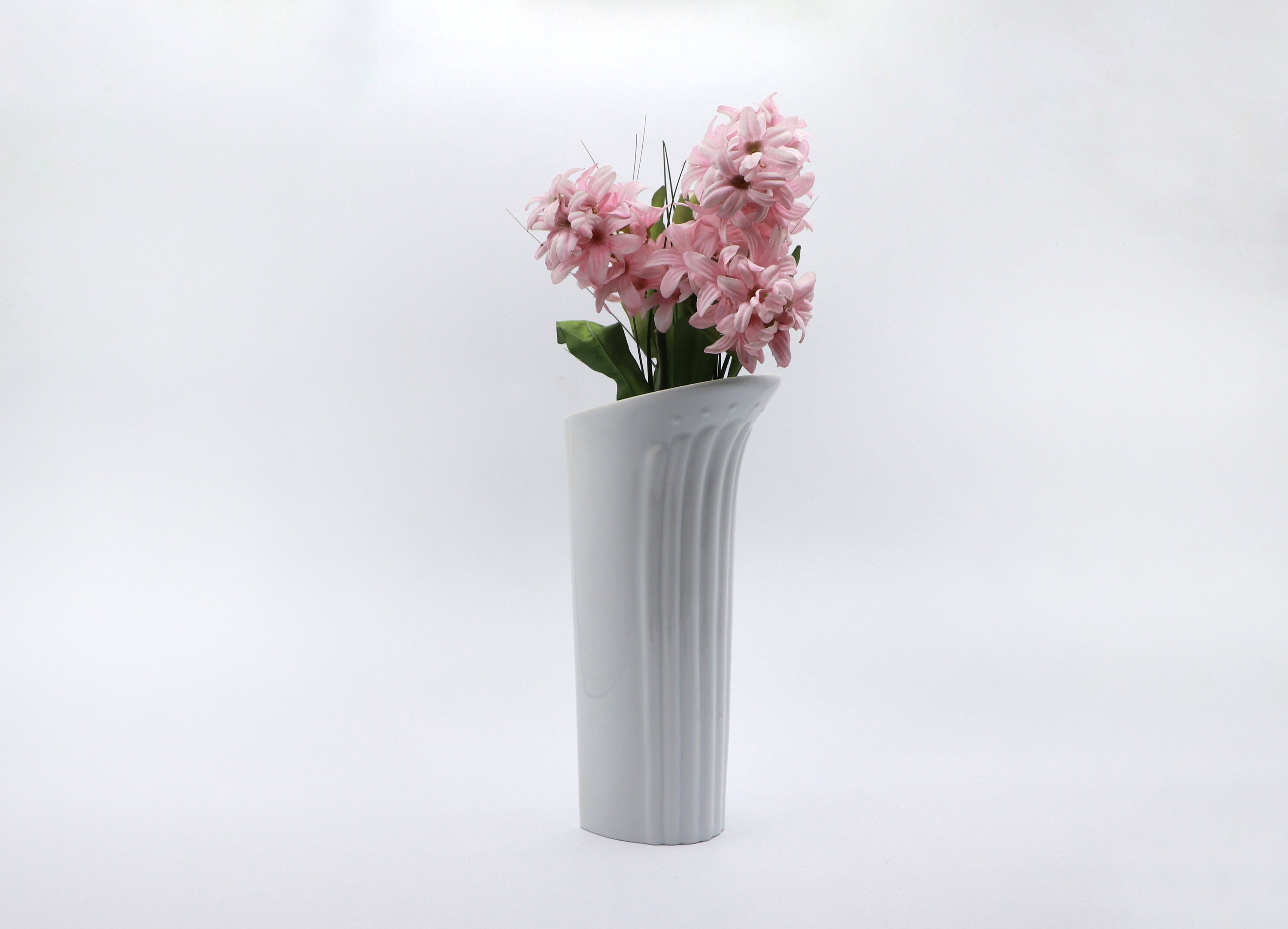 2x Vintage Vase Ceramic White 1970s