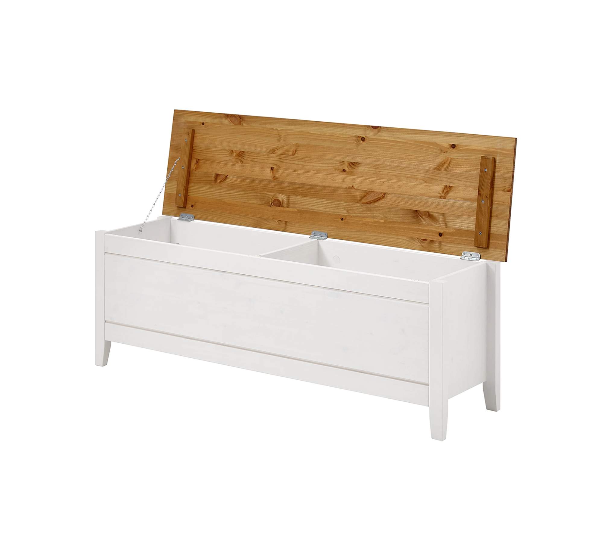 Wäschesammler Massivholz Weiß Braun