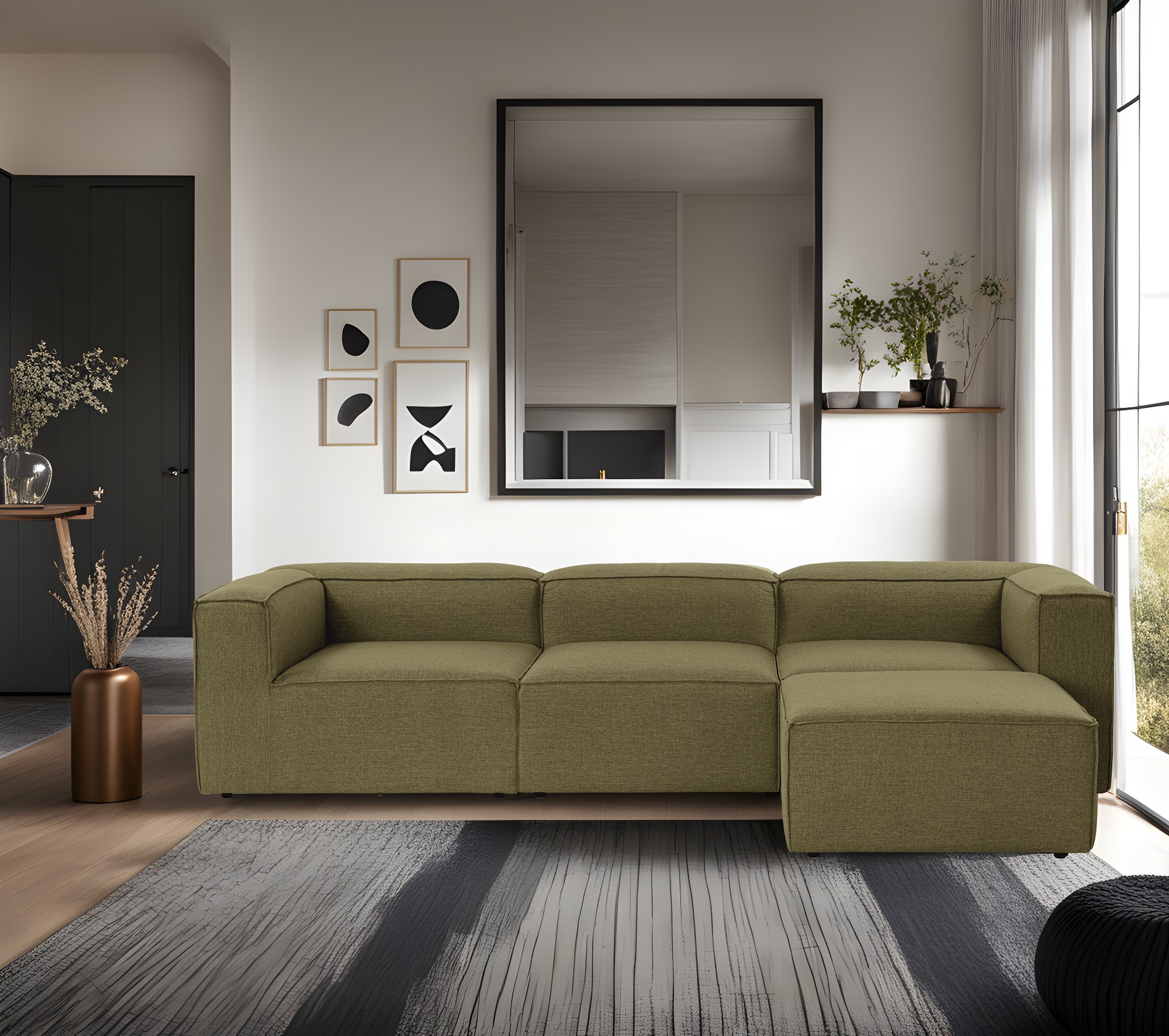Fora Green Corner Sofa
