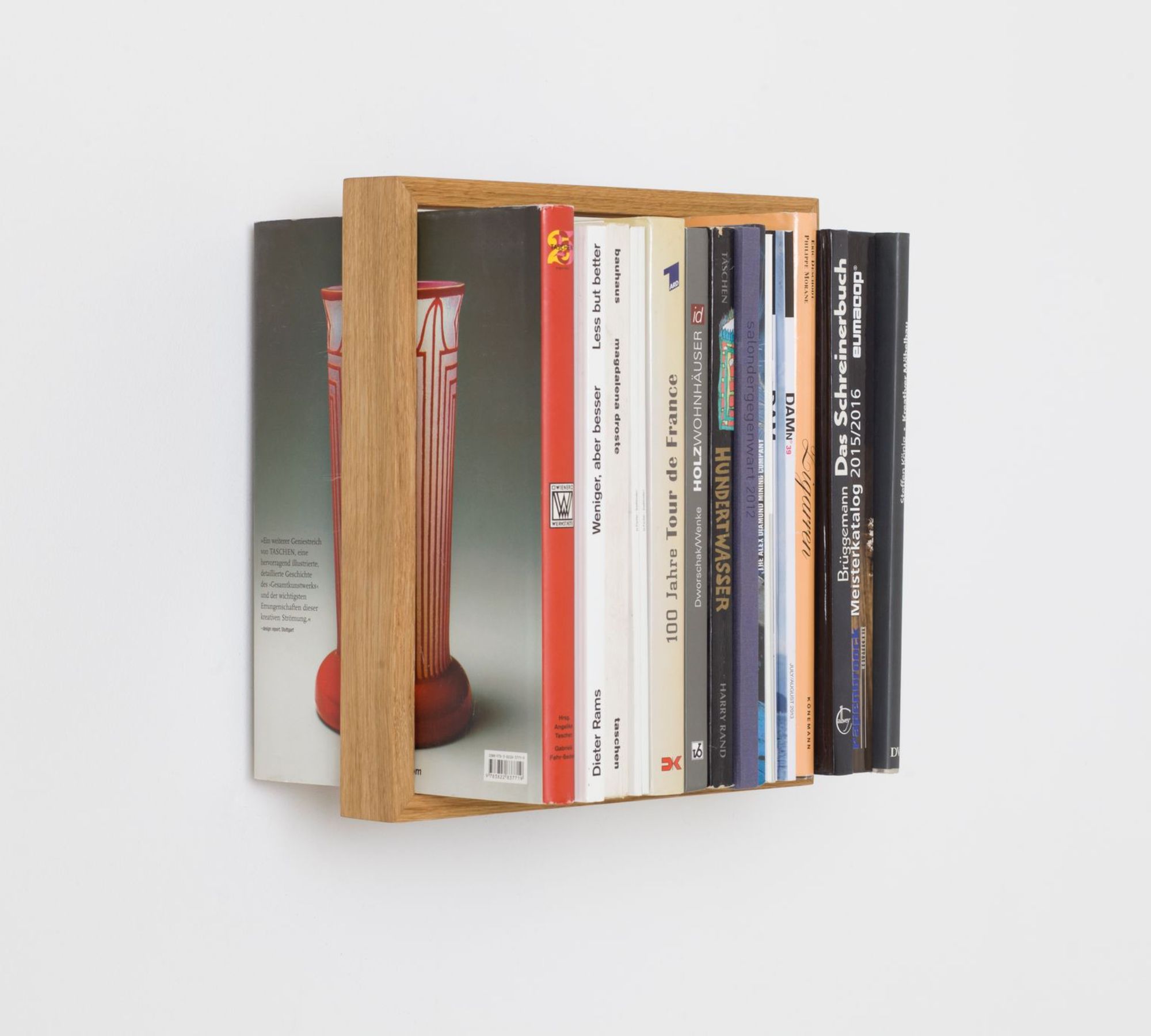 Bücherregal b7 mit Eichenrahmen mit Splint