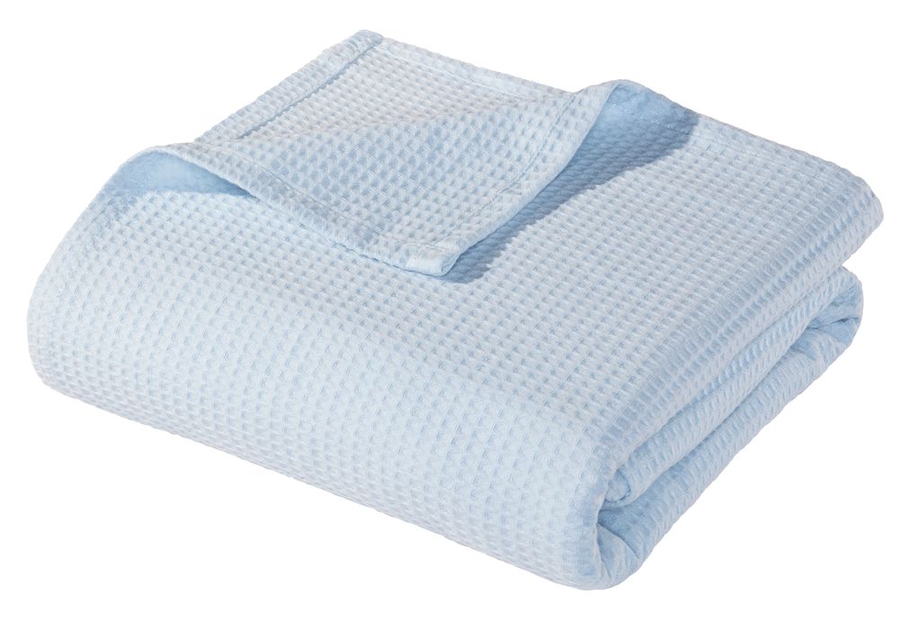 Weiche Babydecke Waffelpiqué 100% Baumwolle Hellblau