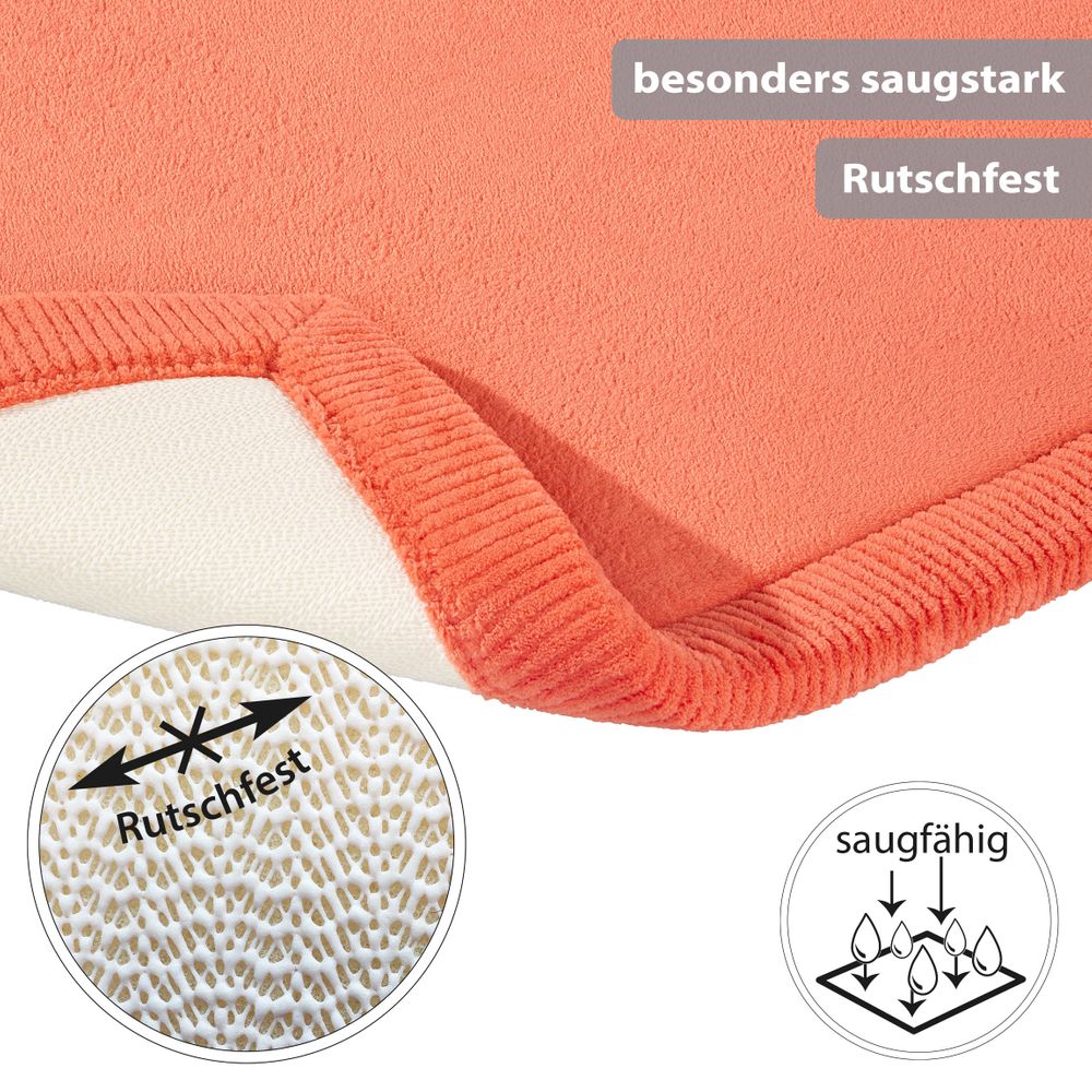 Rutschfeste Microfaser Badematte mit Memory Foam Kupfer