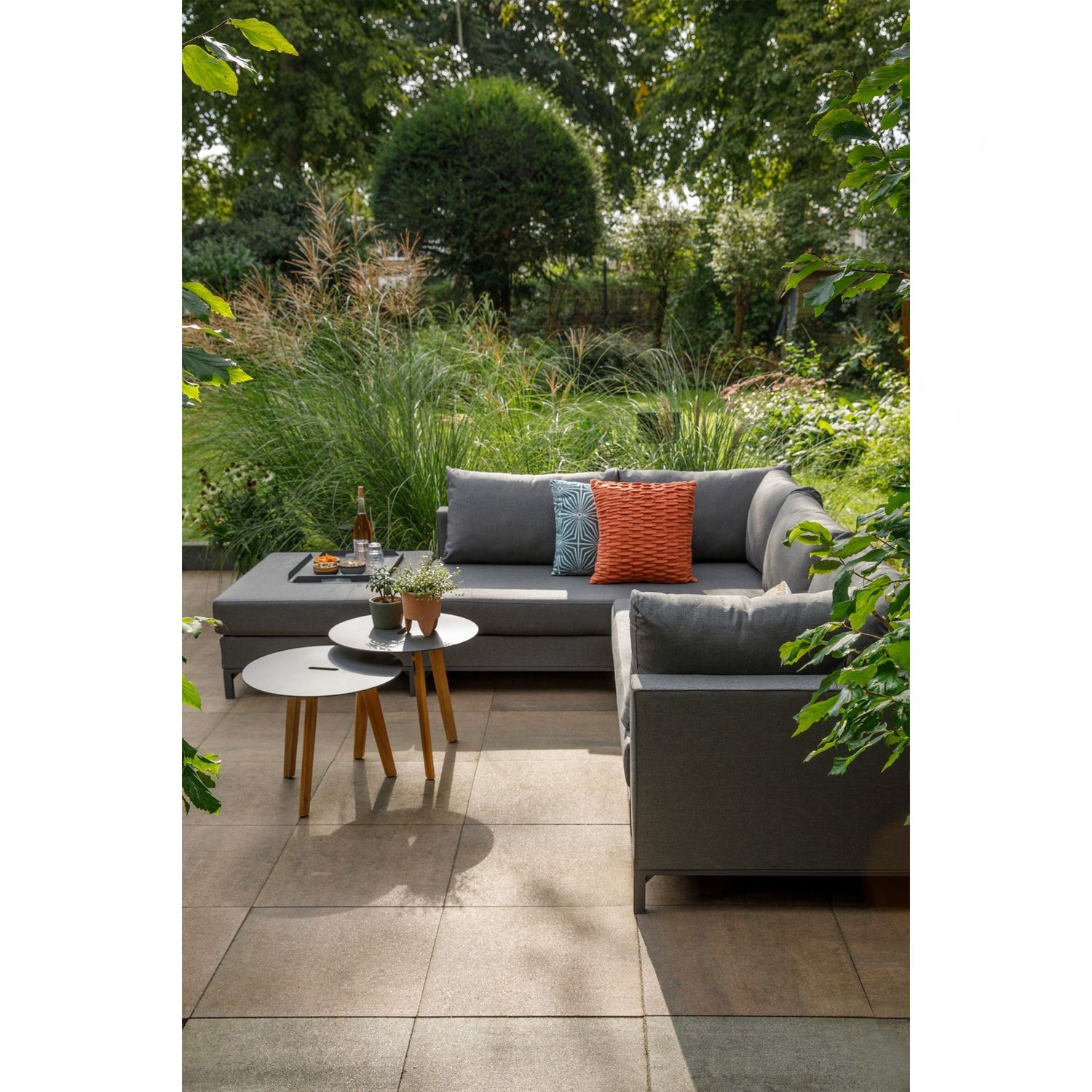 Sicilie Garten Lounge Set Links Dunkelgrau