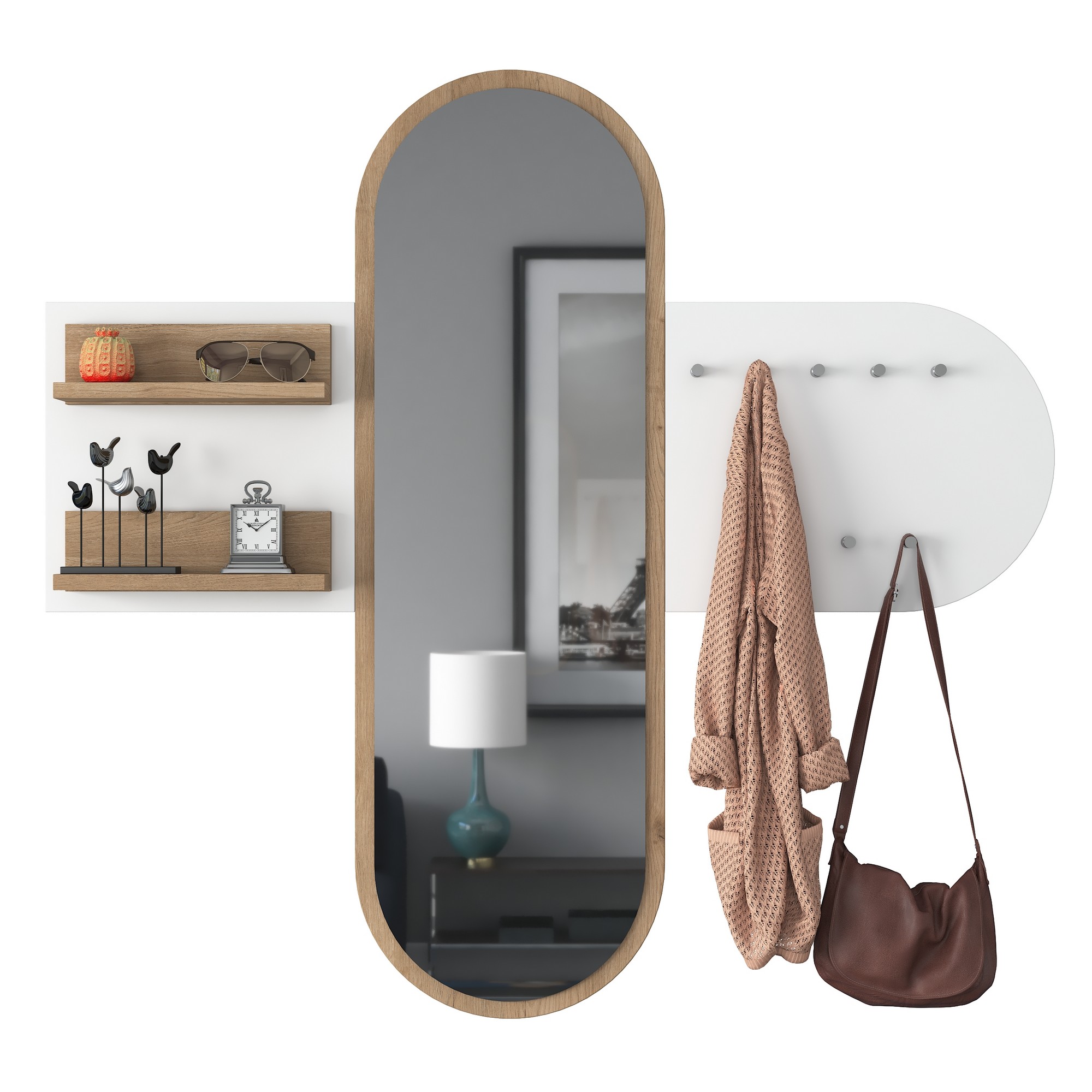 P3 Garderobe Holzfurnier Weiß