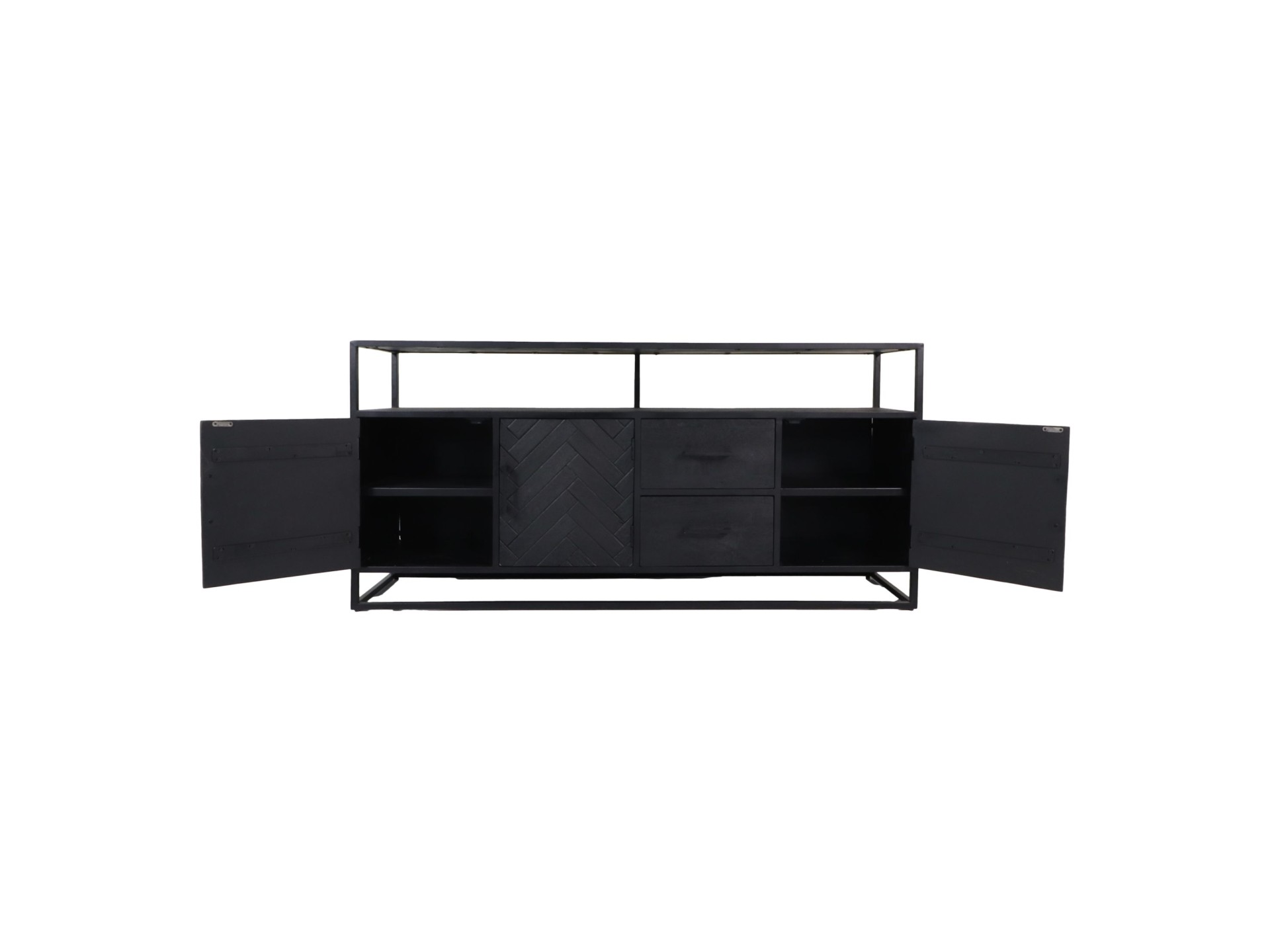 Verona Kleiderschrank Mangoholz Metall Schwarz