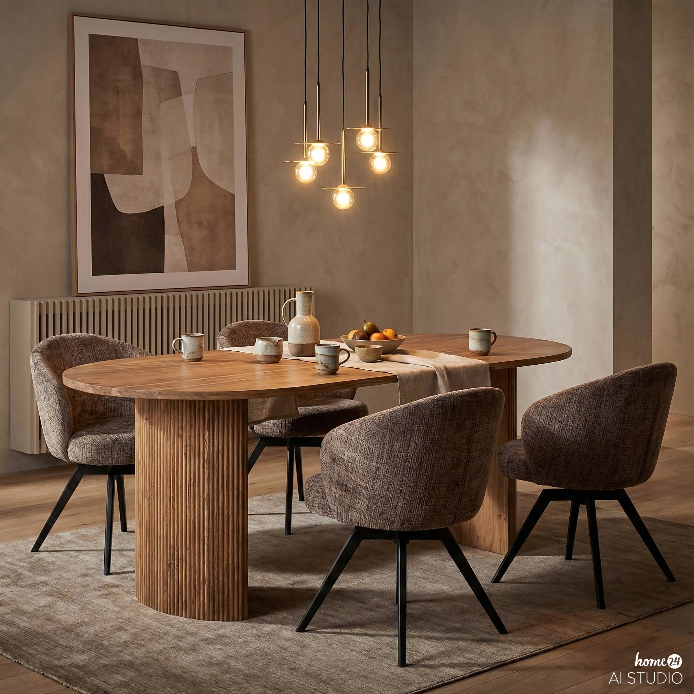 Armlehnenstuhl PERIM Strukturstoff Stahl Braun Schwarz