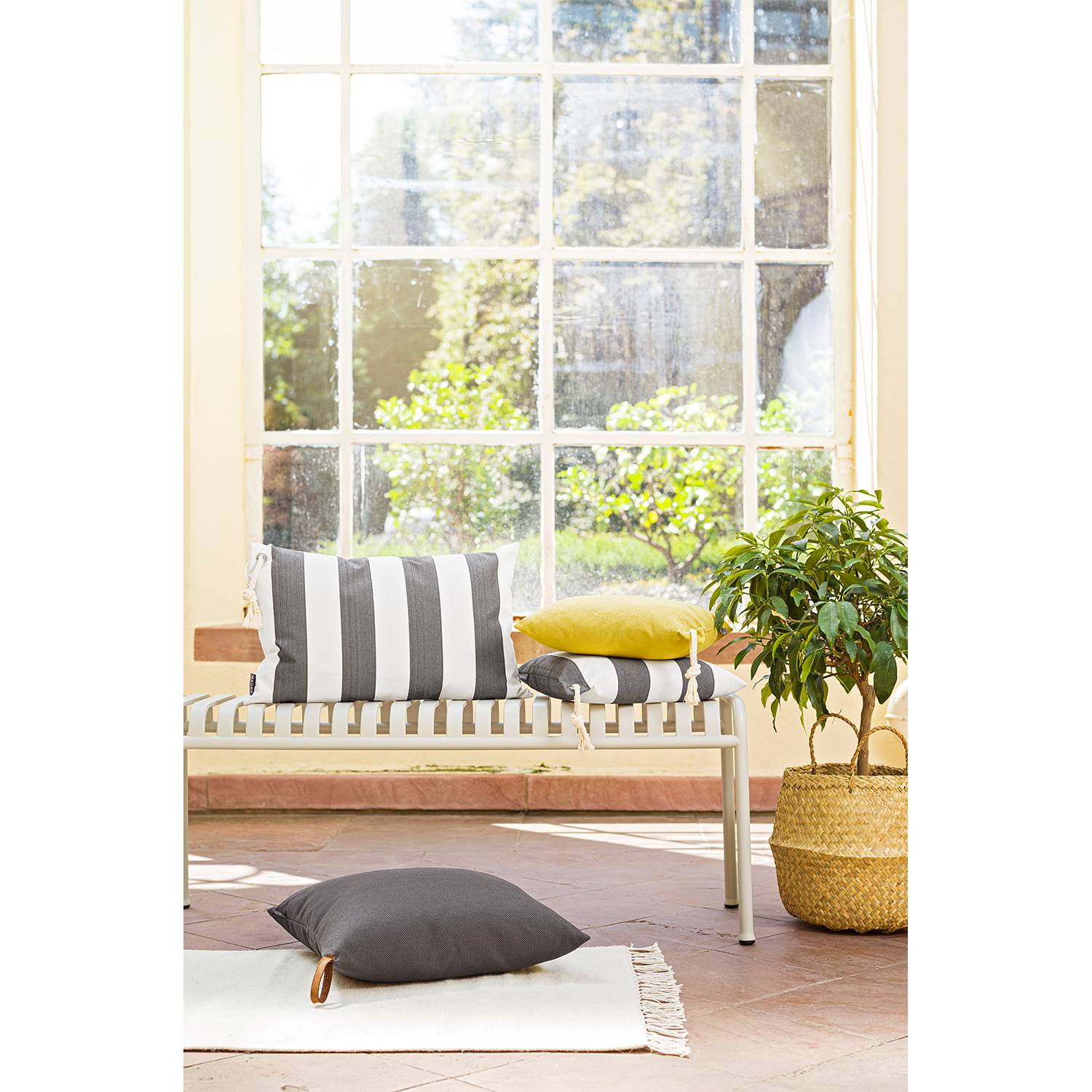 Cushion cover Santorin Polyacrylic Taupe White 60 x 40 cm