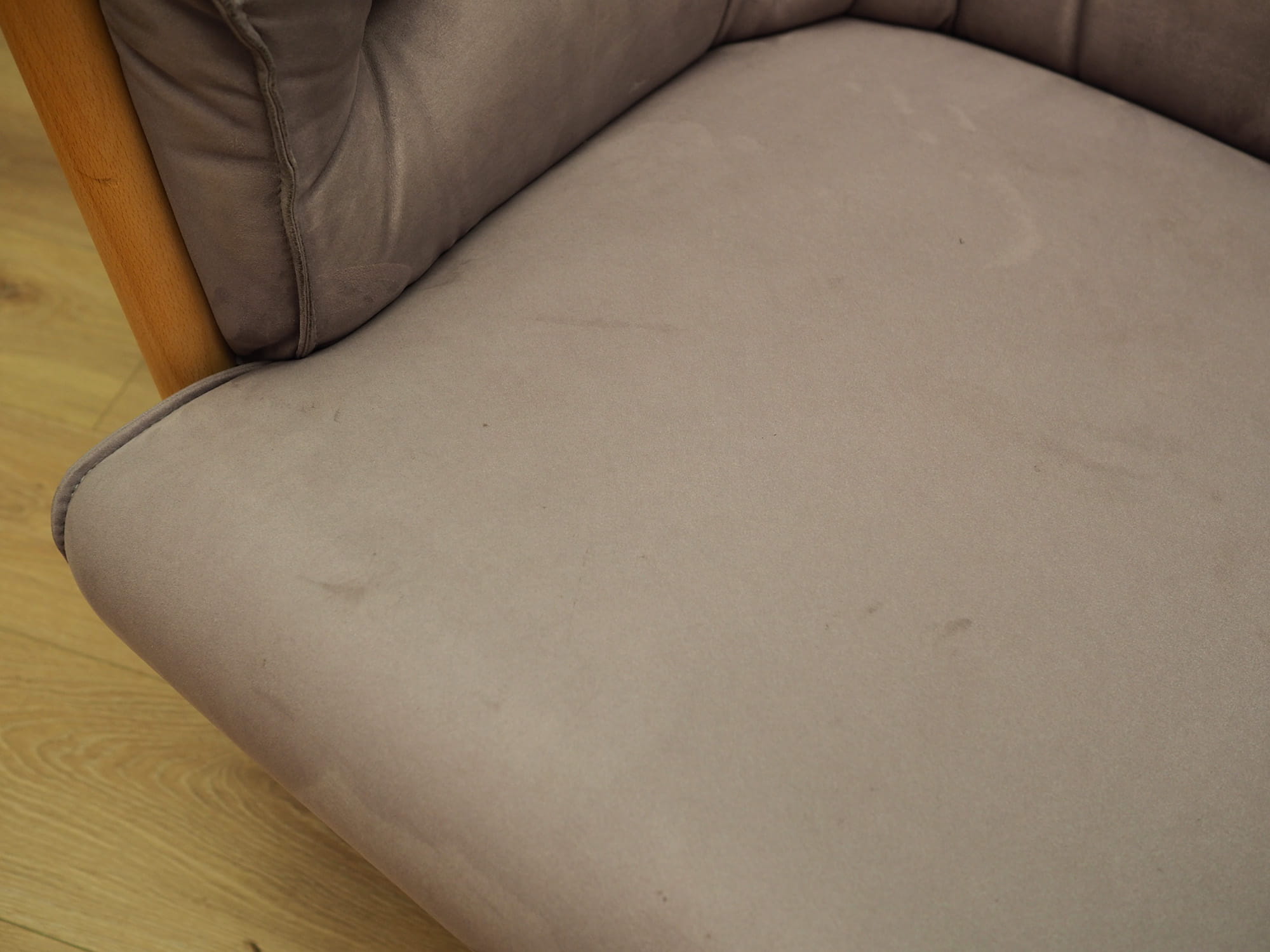 Vintage Sofa Samt Holz Violett 1970er Jahre