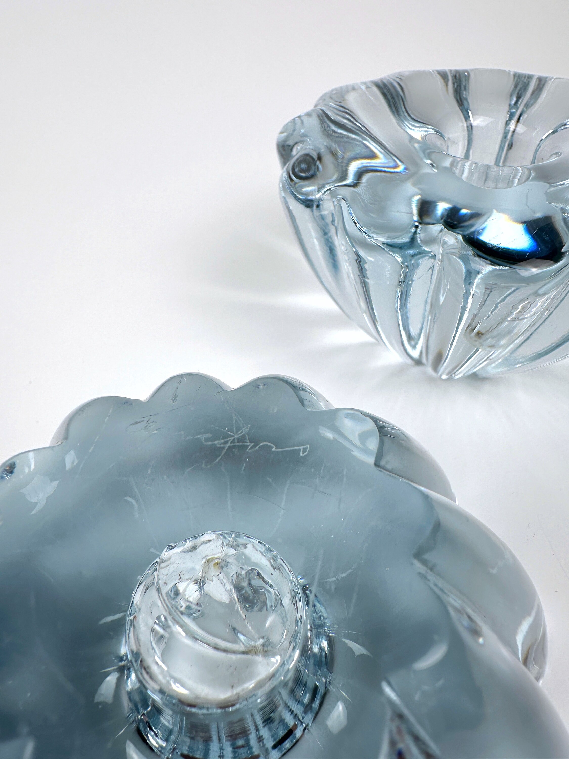 2x Vintage candlestick crystal