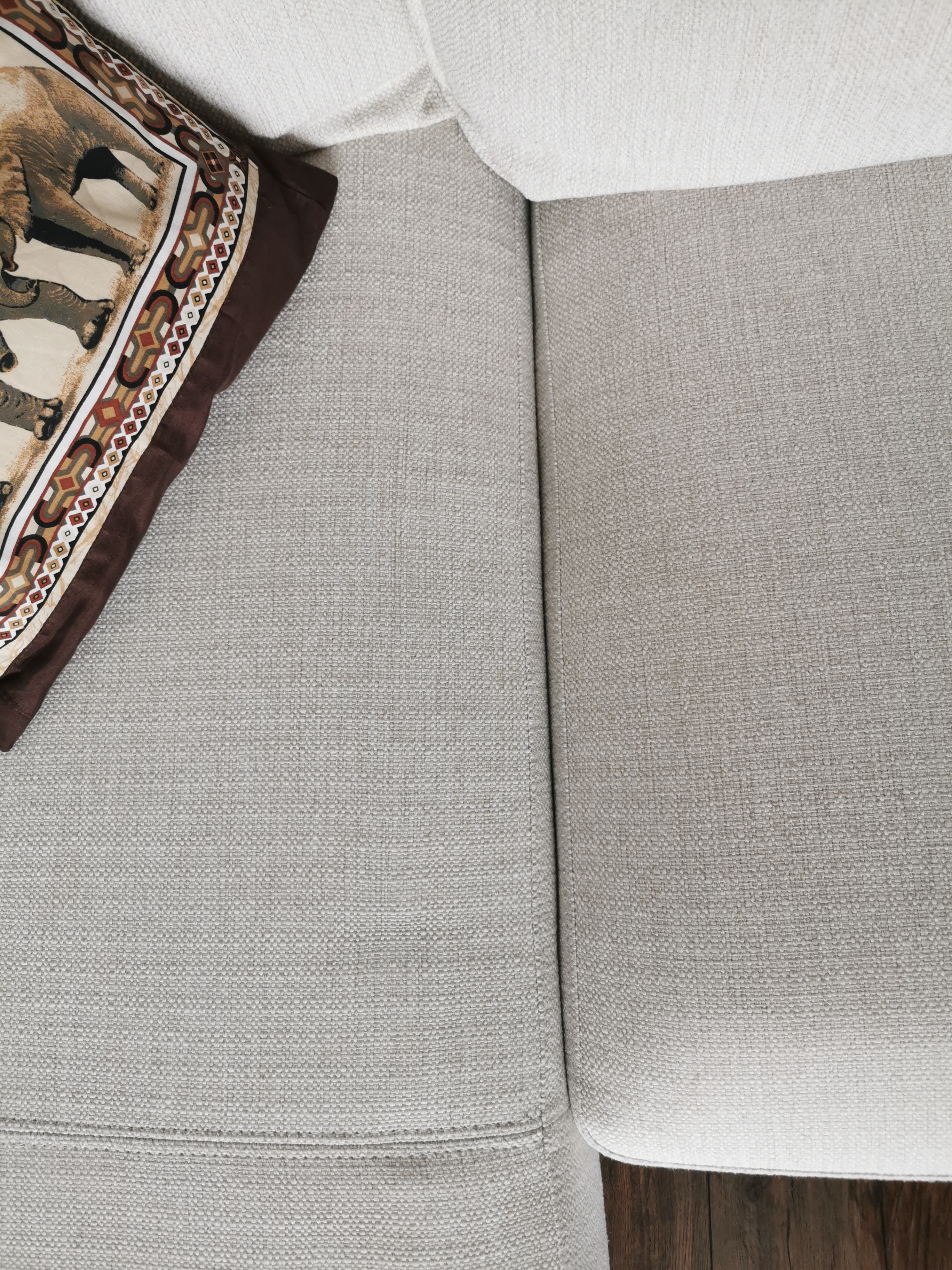 Tribeca Ecksofa Links Stoff Weiß Creme