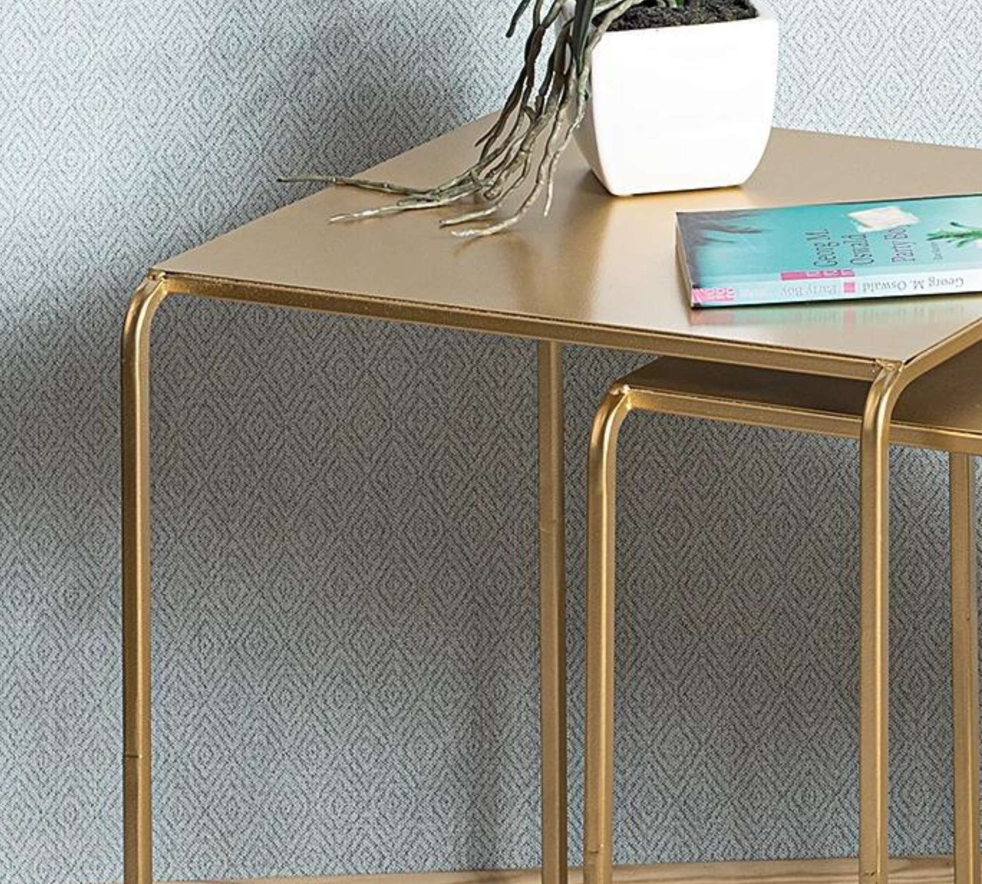 3x Beistelltisch Metall Gold