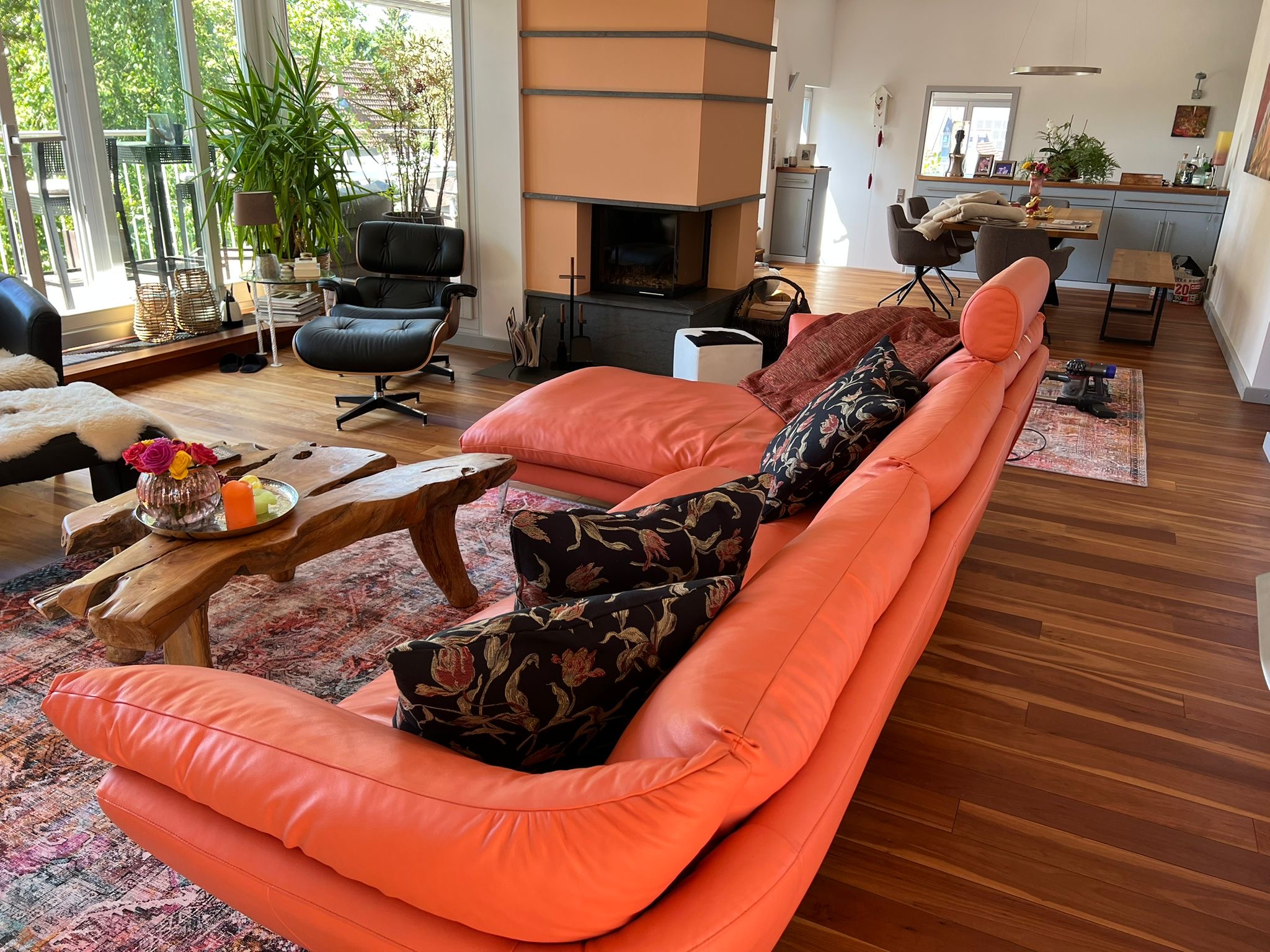 Corallao Ecksofa Leder Orange
