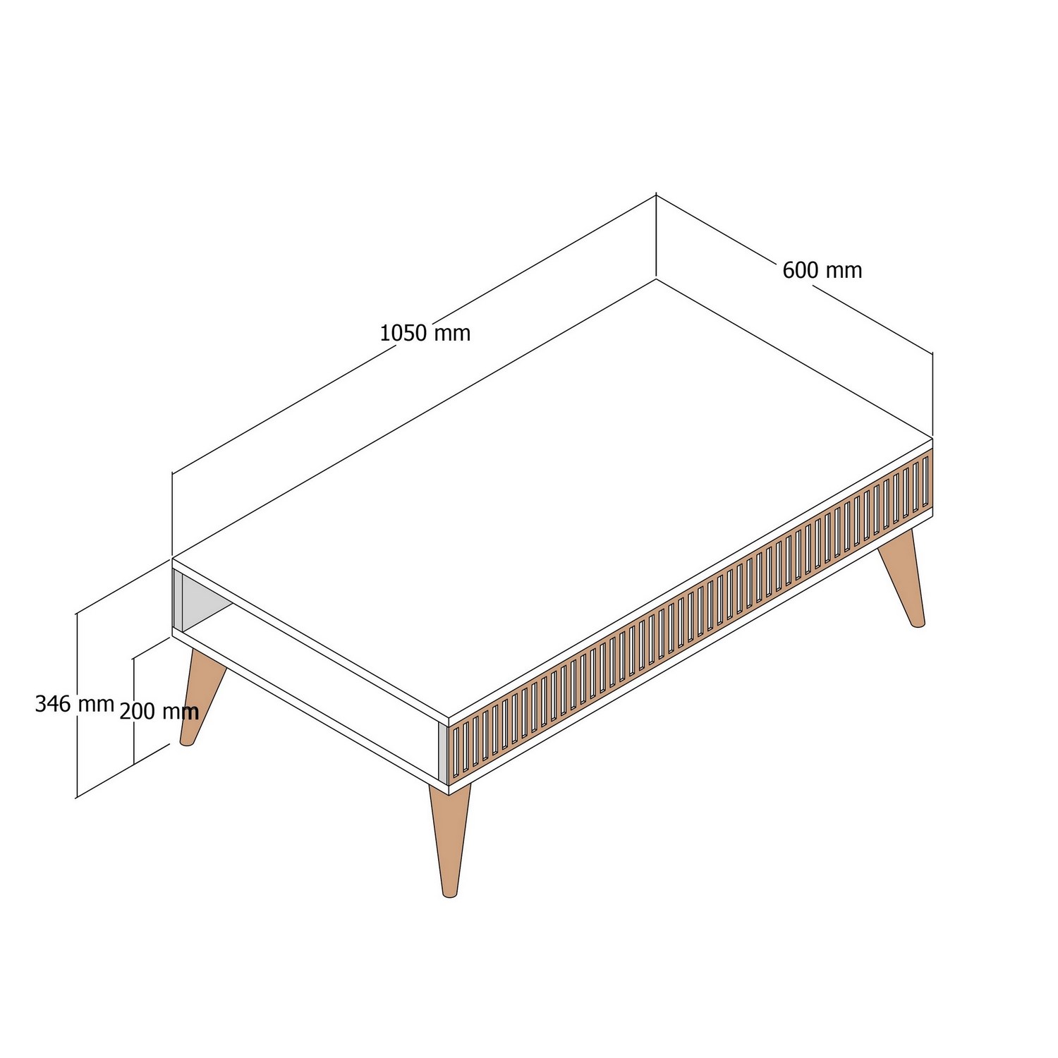 Milan Couchtisch Walnussbraun Creme