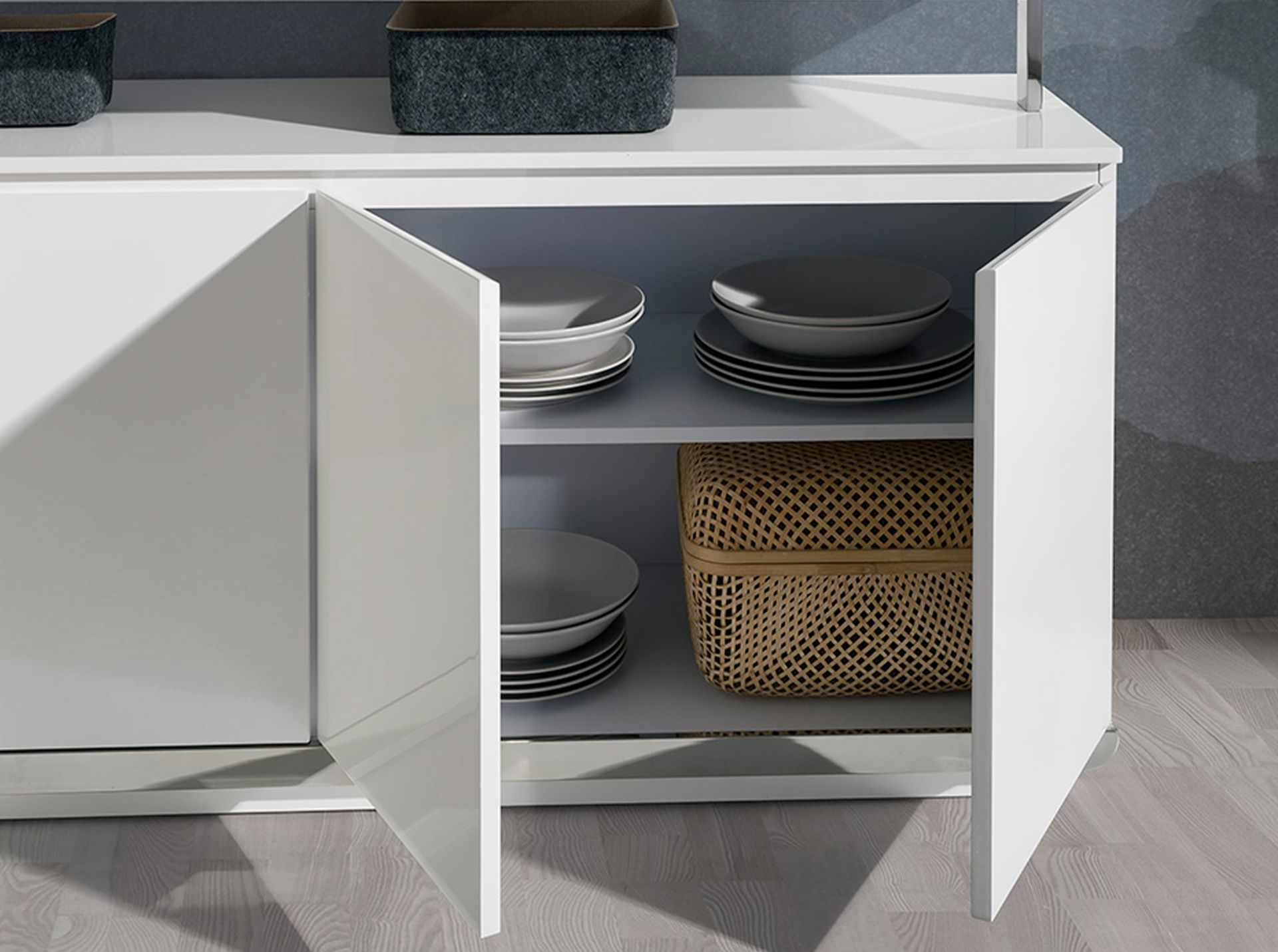 3055 Sideboard Verchromter Stahl Weiß